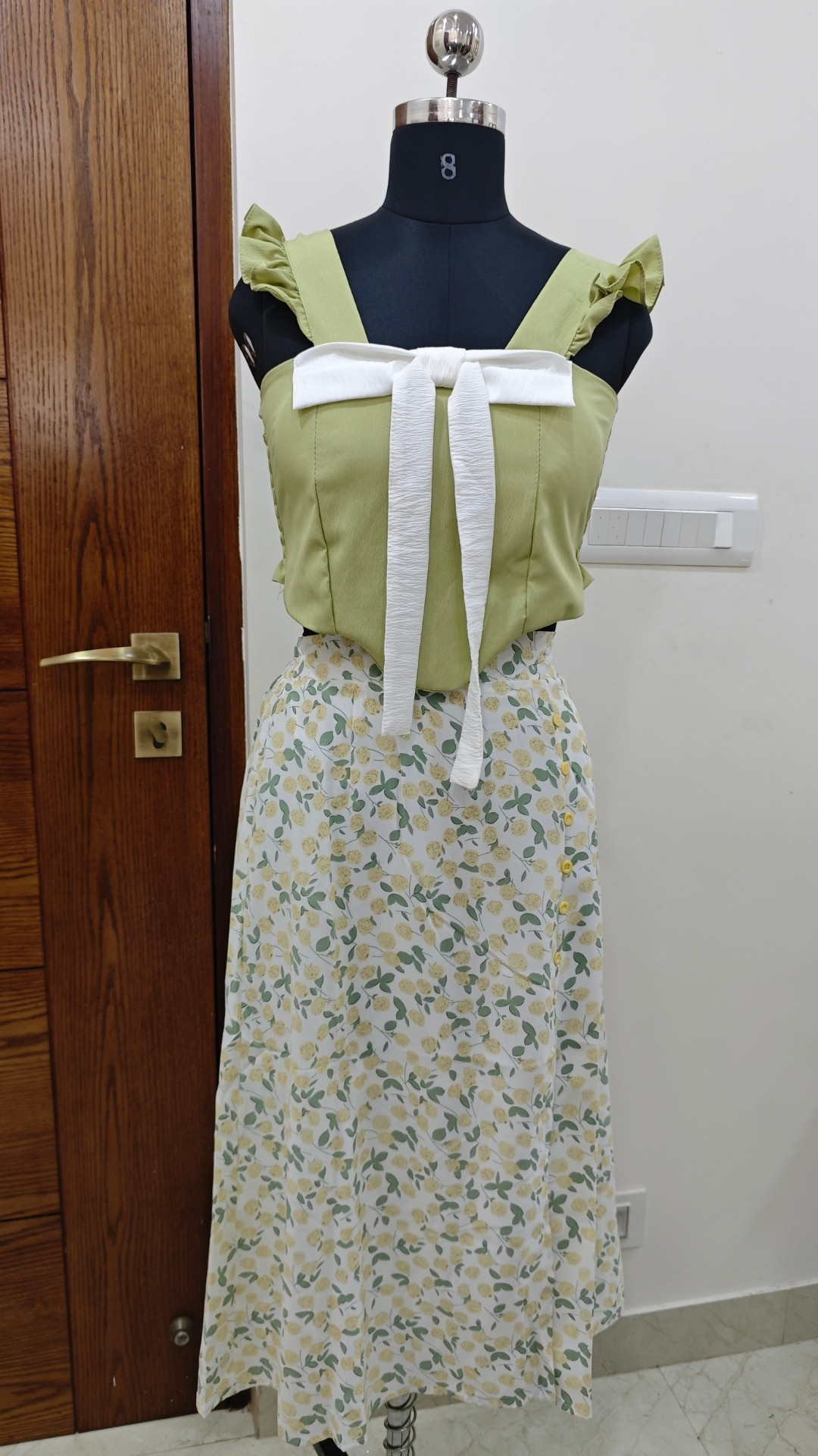 Lemon Blossom Breeze Midi Skirt