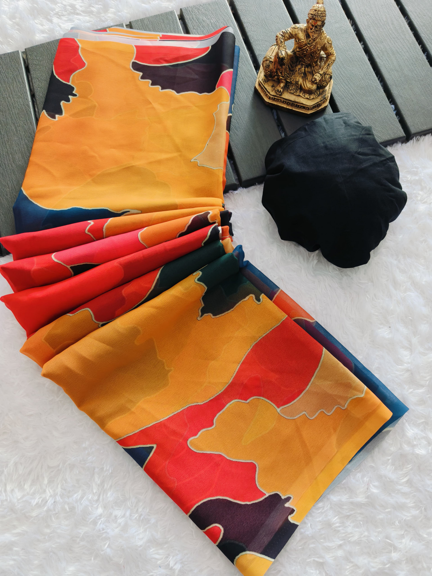 Mosaic Mirage Marshmallow Georgette Saree Set