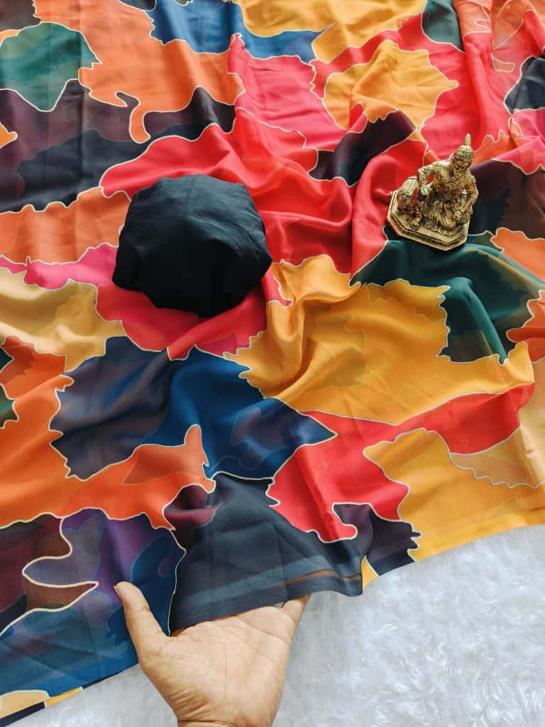 Mosaic Mirage Marshmallow Georgette Saree Set