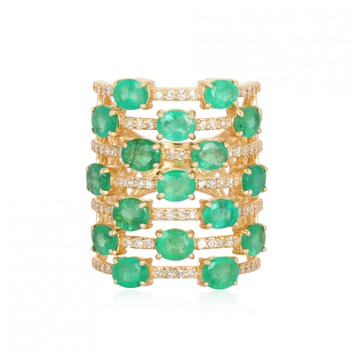 Image of Yellow Gold Three Diamond Band Ring