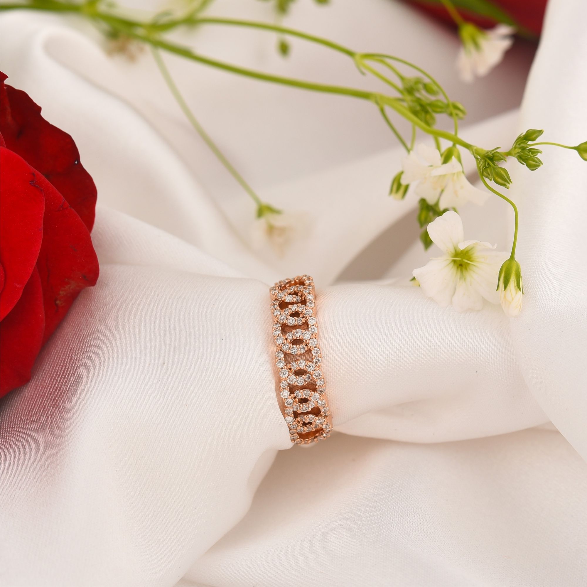 Rose Gold link Diamond Ring