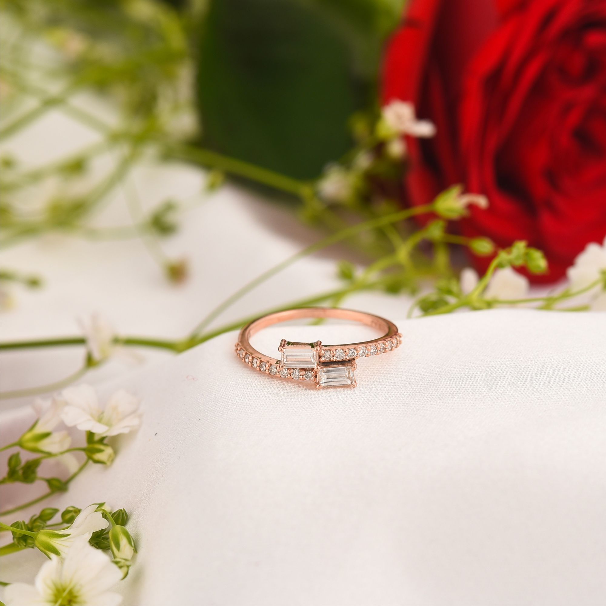 Rose Gold Baguette Diamond Ring