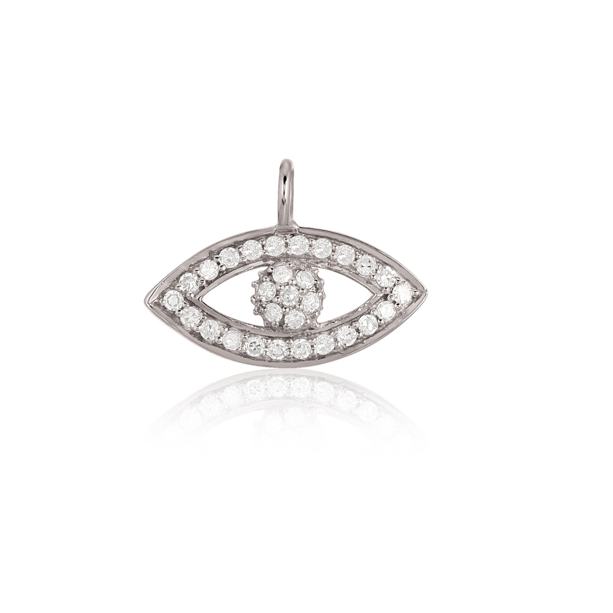 Sterling Silver Evil Eye Diamond Charm