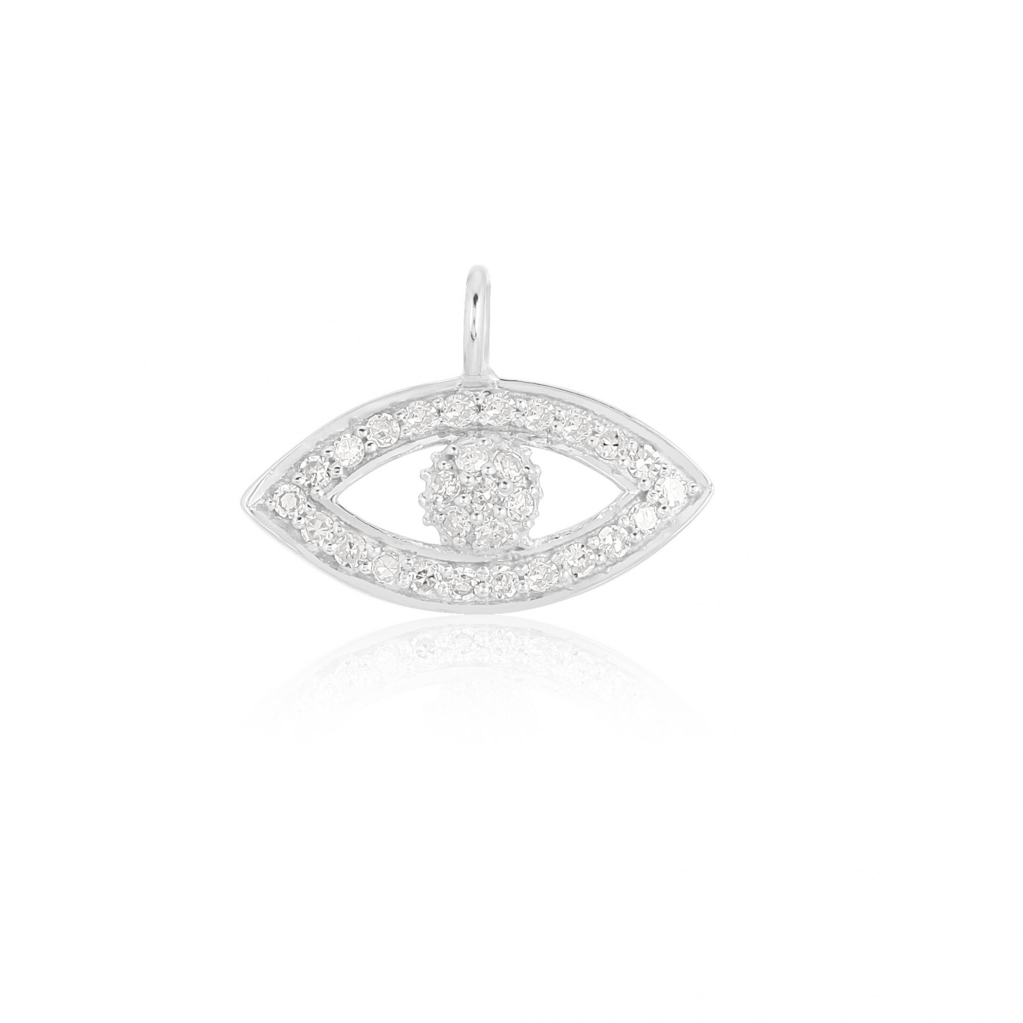 White Gold Evil Eye Diamond Charm