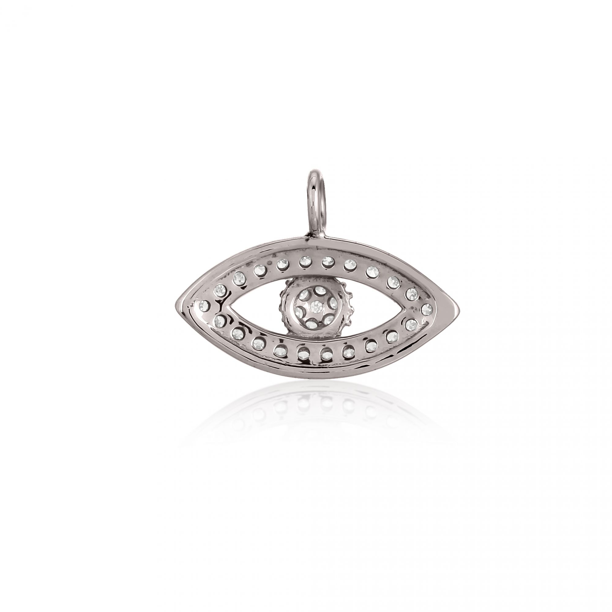 Sterling Silver Evil Eye Diamond Charm