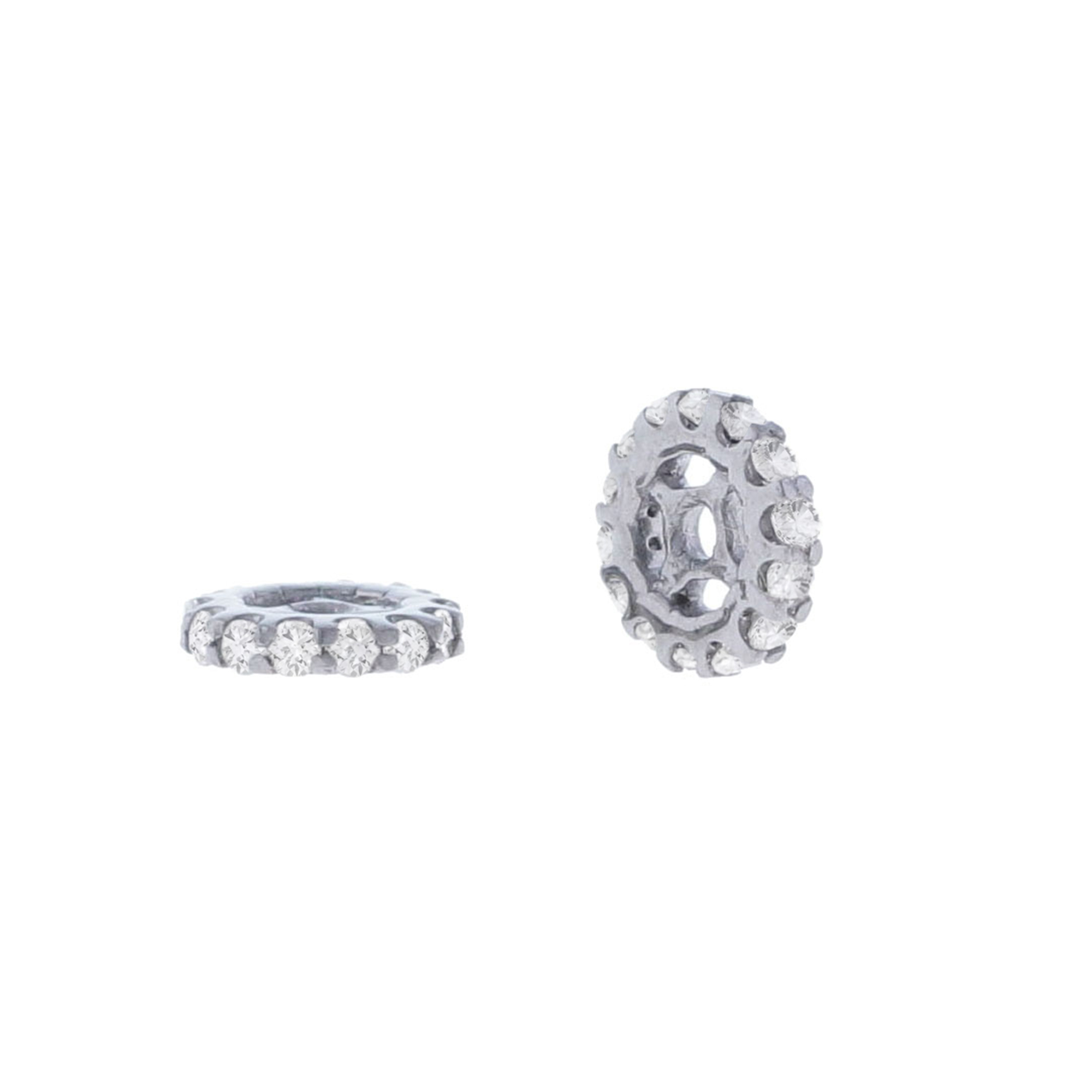 Sterling Silver Single line Diamond Rondelle