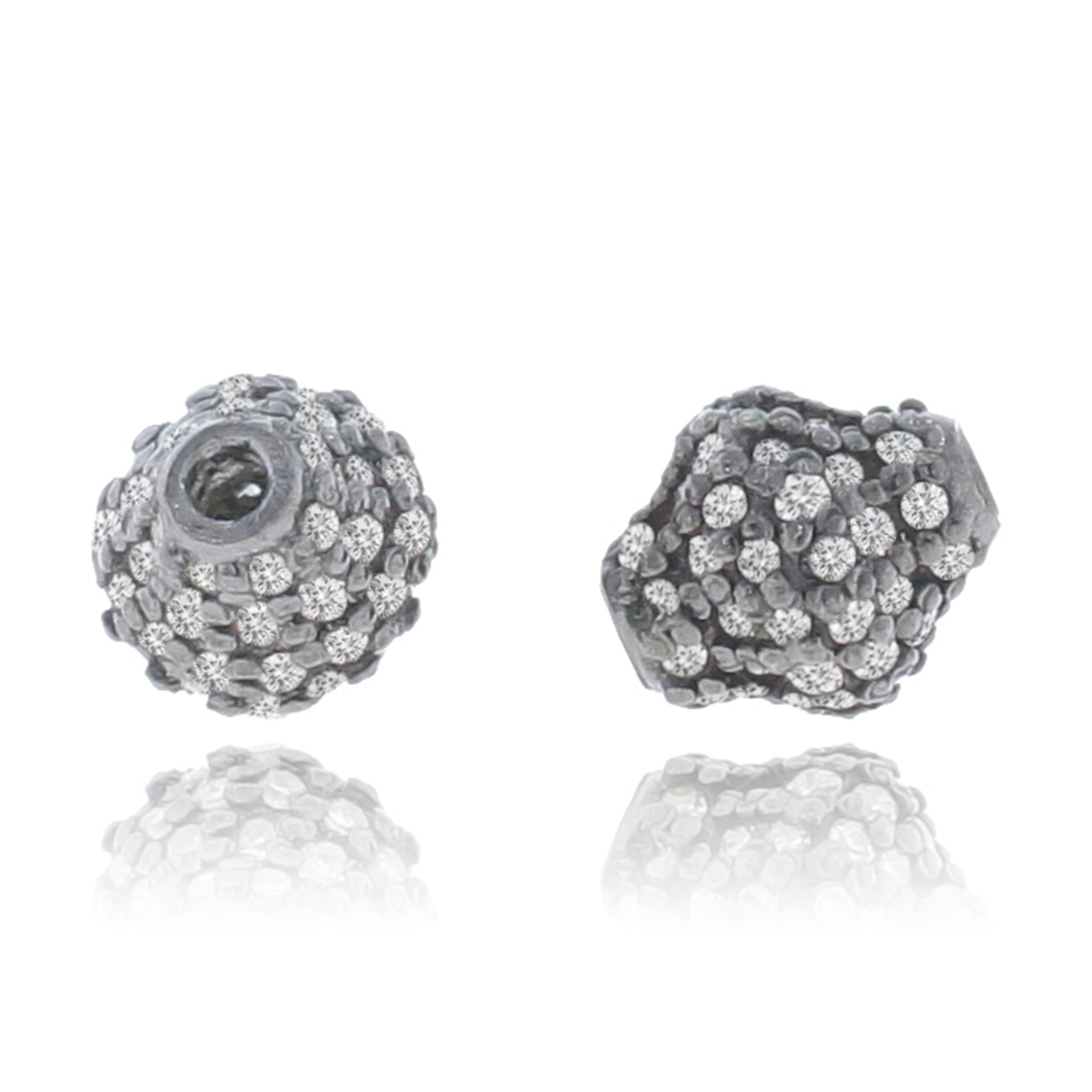 Sterling Silver Pave Diamond Bead