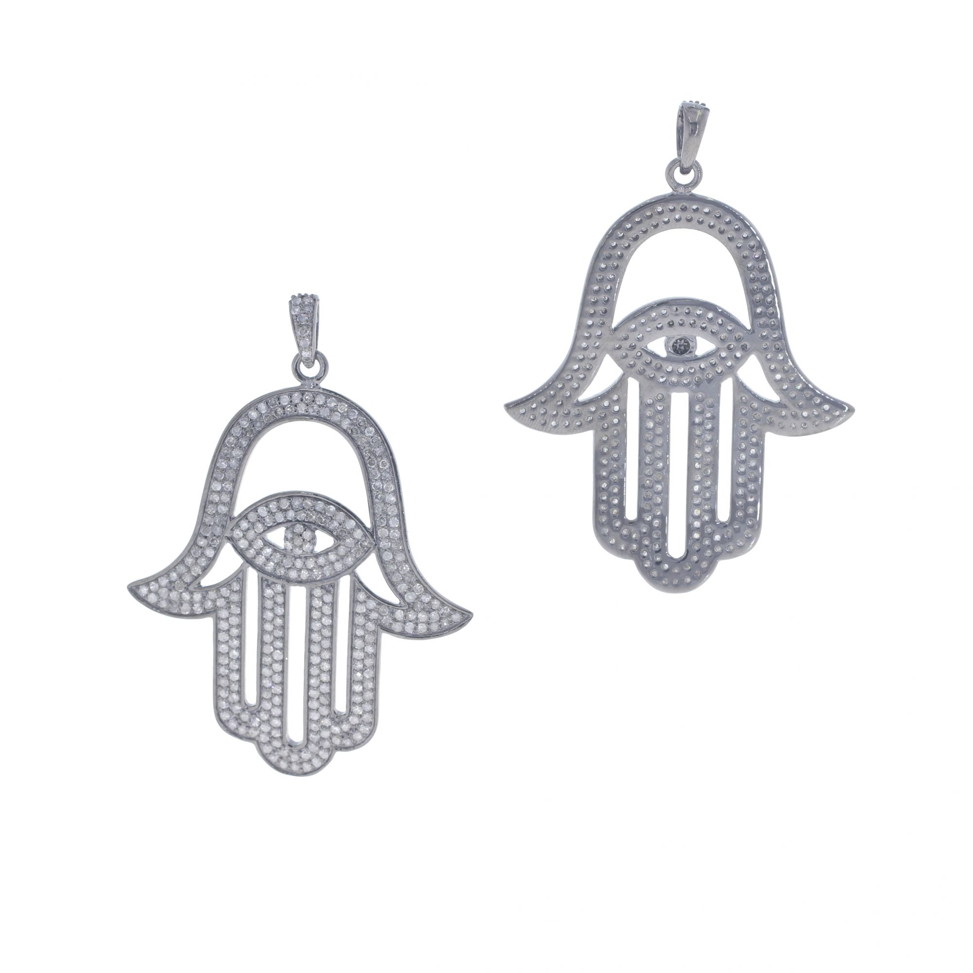 Sterling Silver Hamsa Diamond Pendant