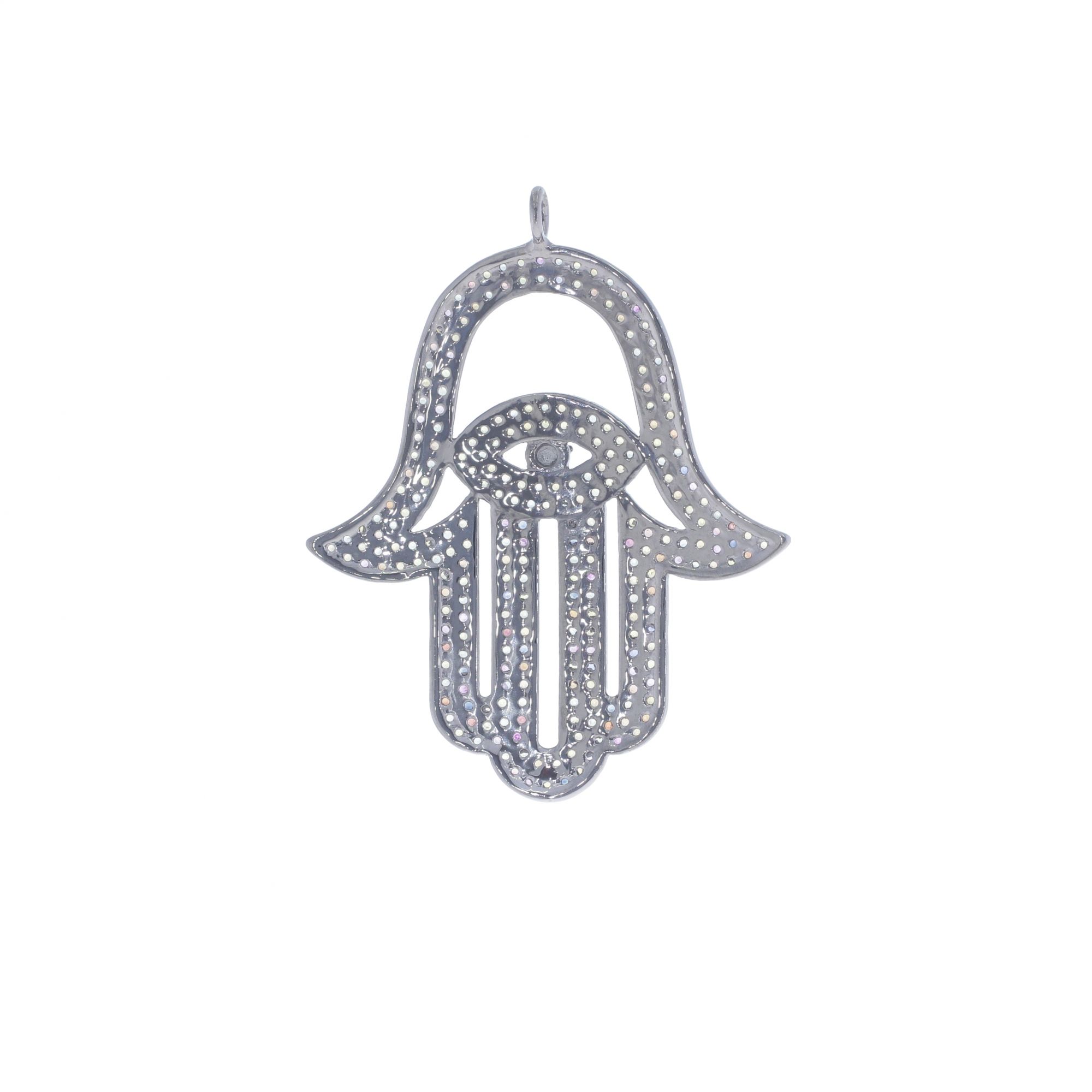 Sterling Silver Hamsa Diamond Pendant