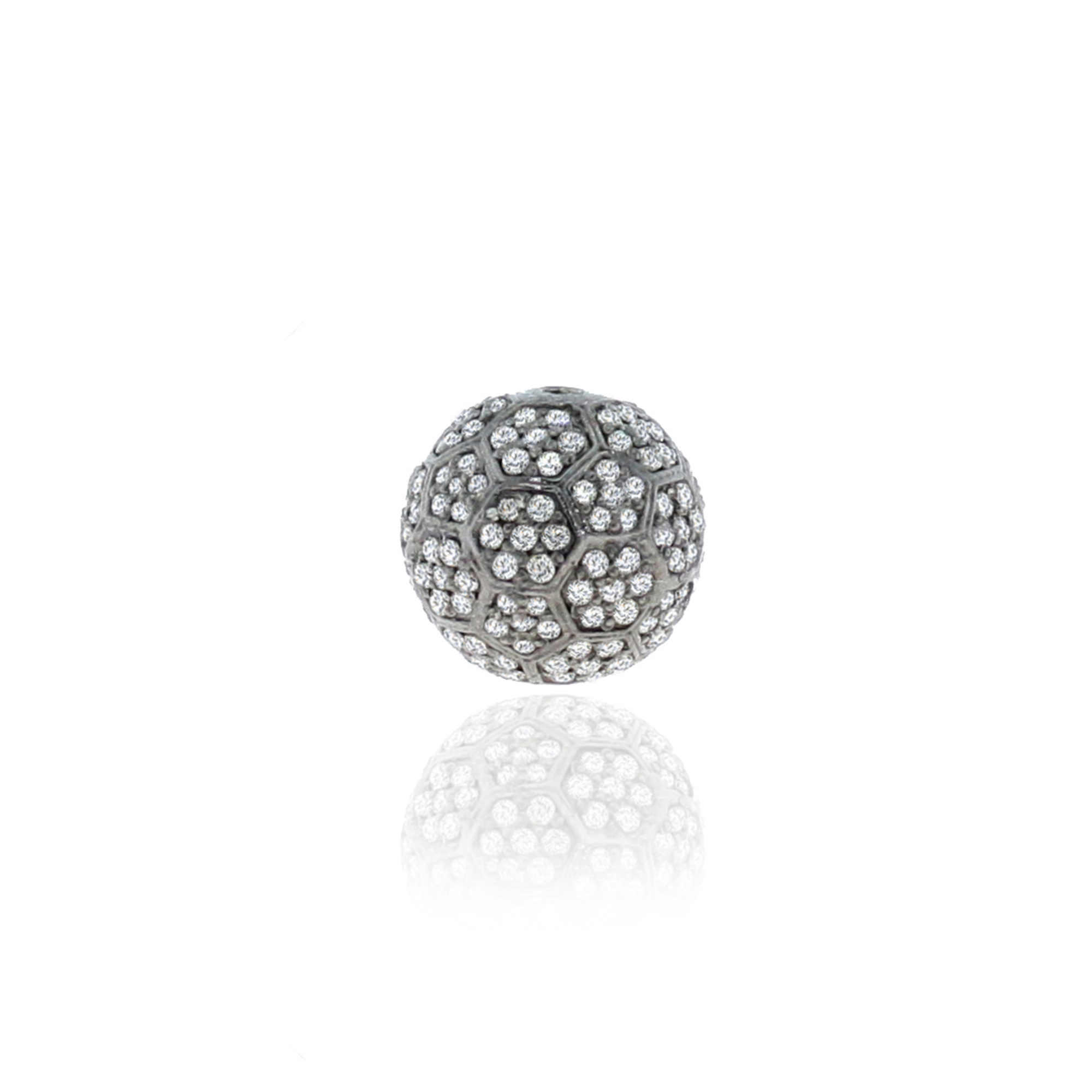 Sterling Silver pave diamond 13MM round bead