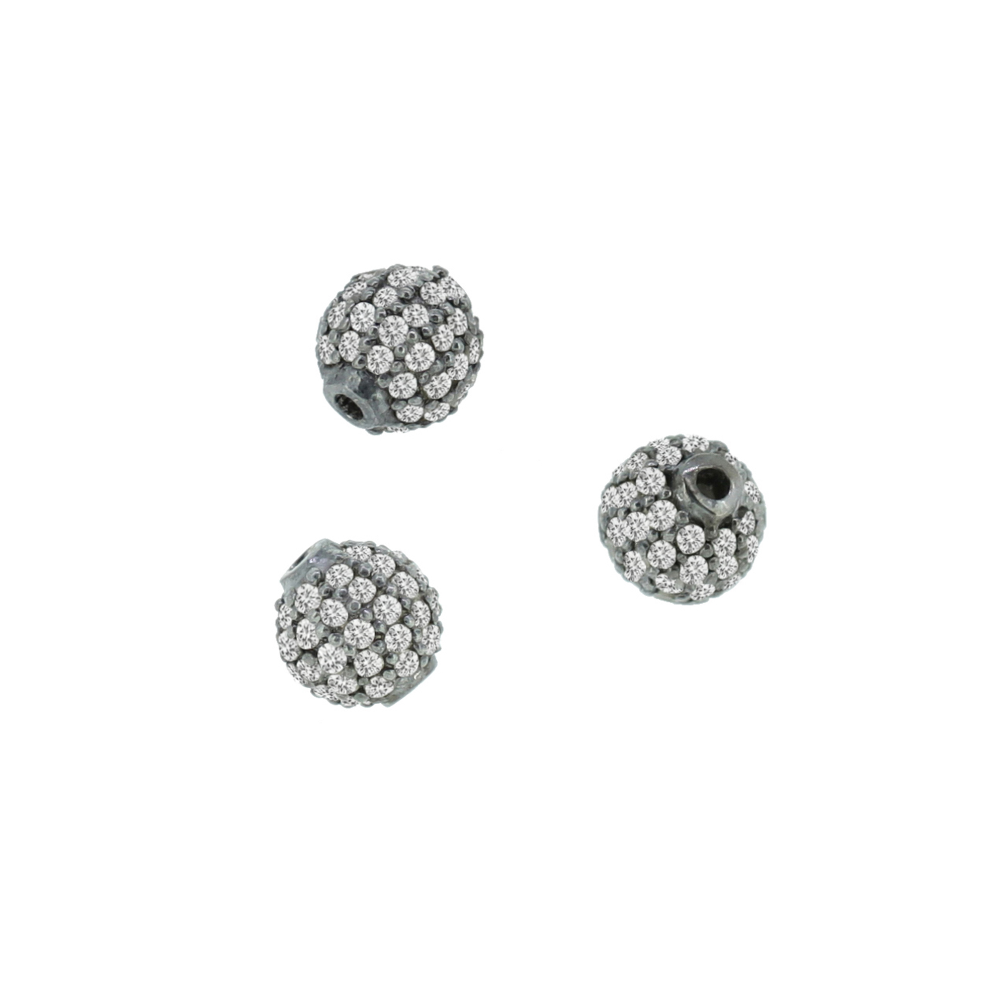 Sterling Silver Pave Diamond Bead
