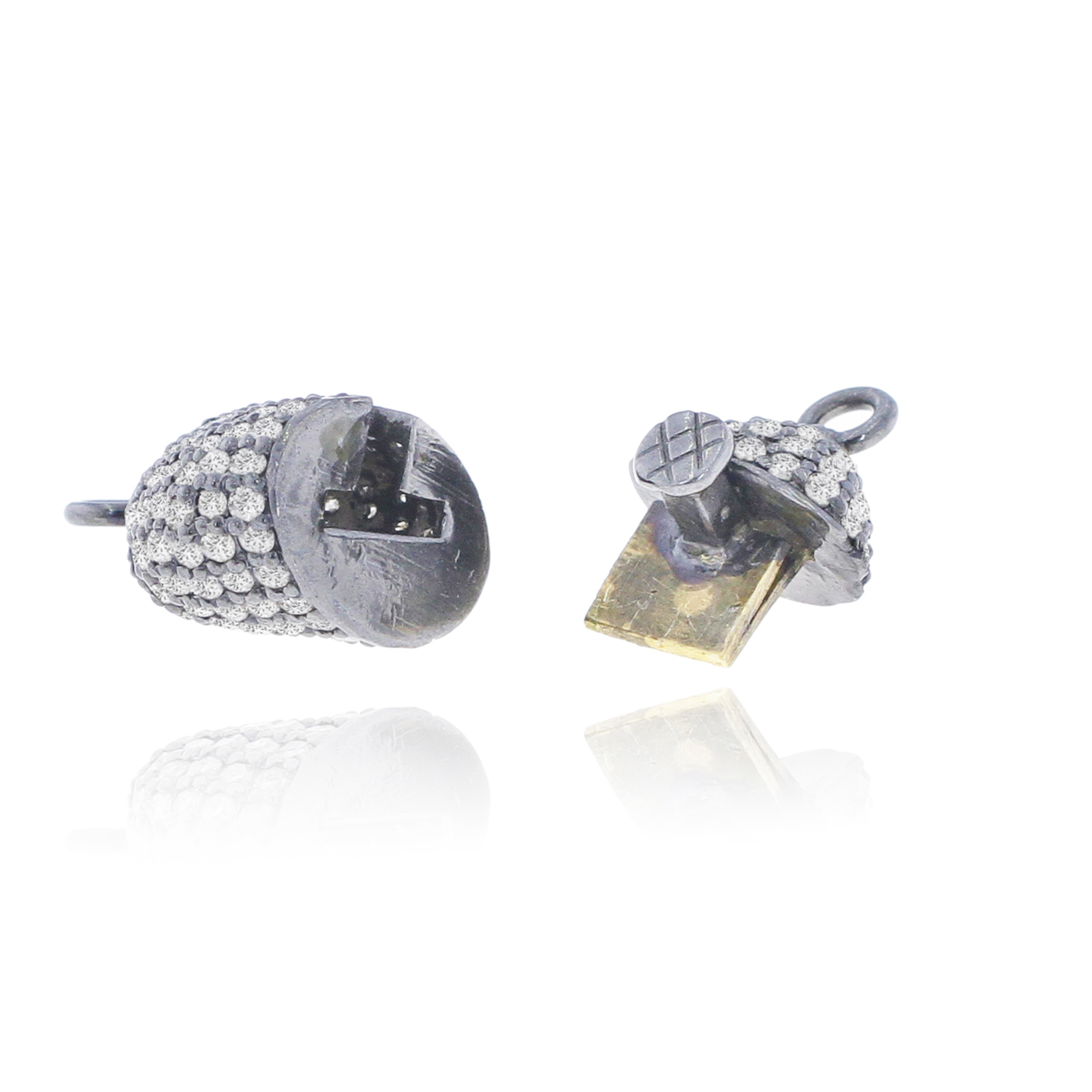 Sterling Silver Pave Diamond Nugget Lock