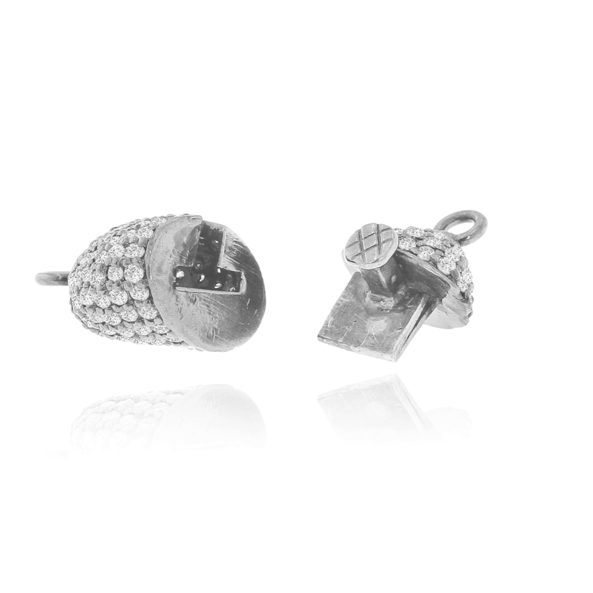 White Gold Pave Diamond Nugget Lock
