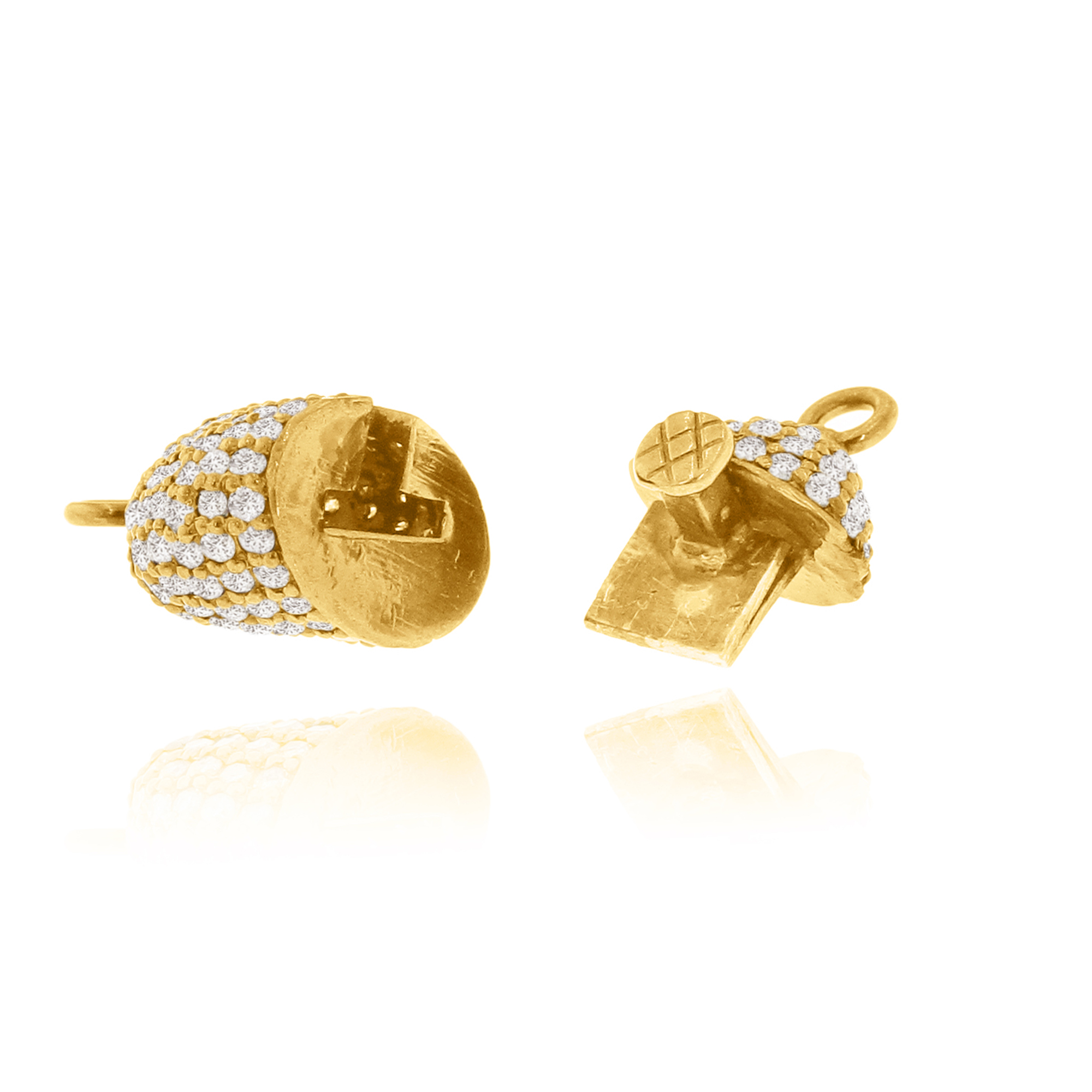 Yellow Gold Pave Diamond Nugget Lock