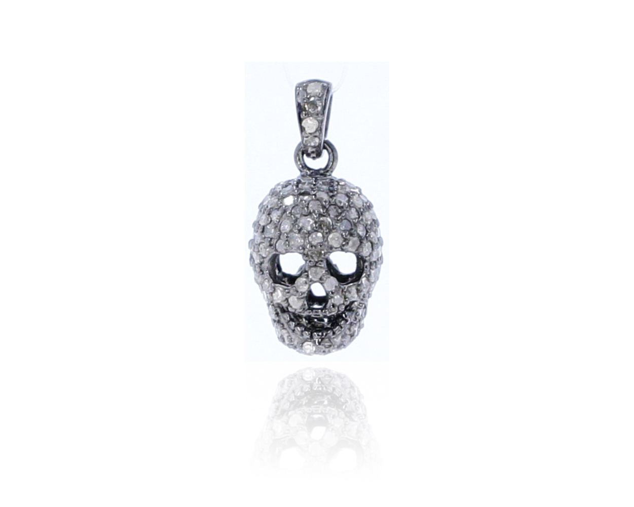 Sterling Silver Diamond 2 Face Skull Pendant