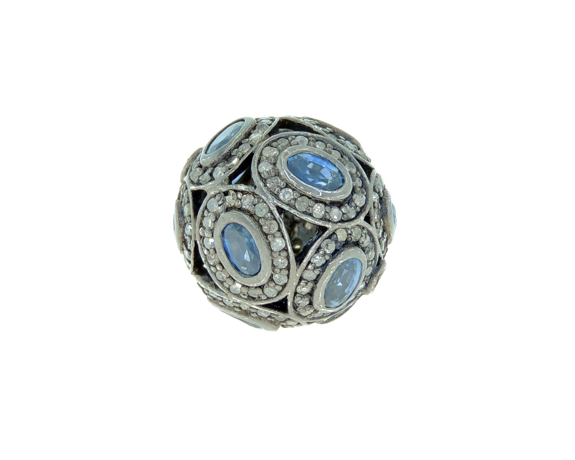 Sterling Silver 5 X 3MM Sapphire Diamond Beads