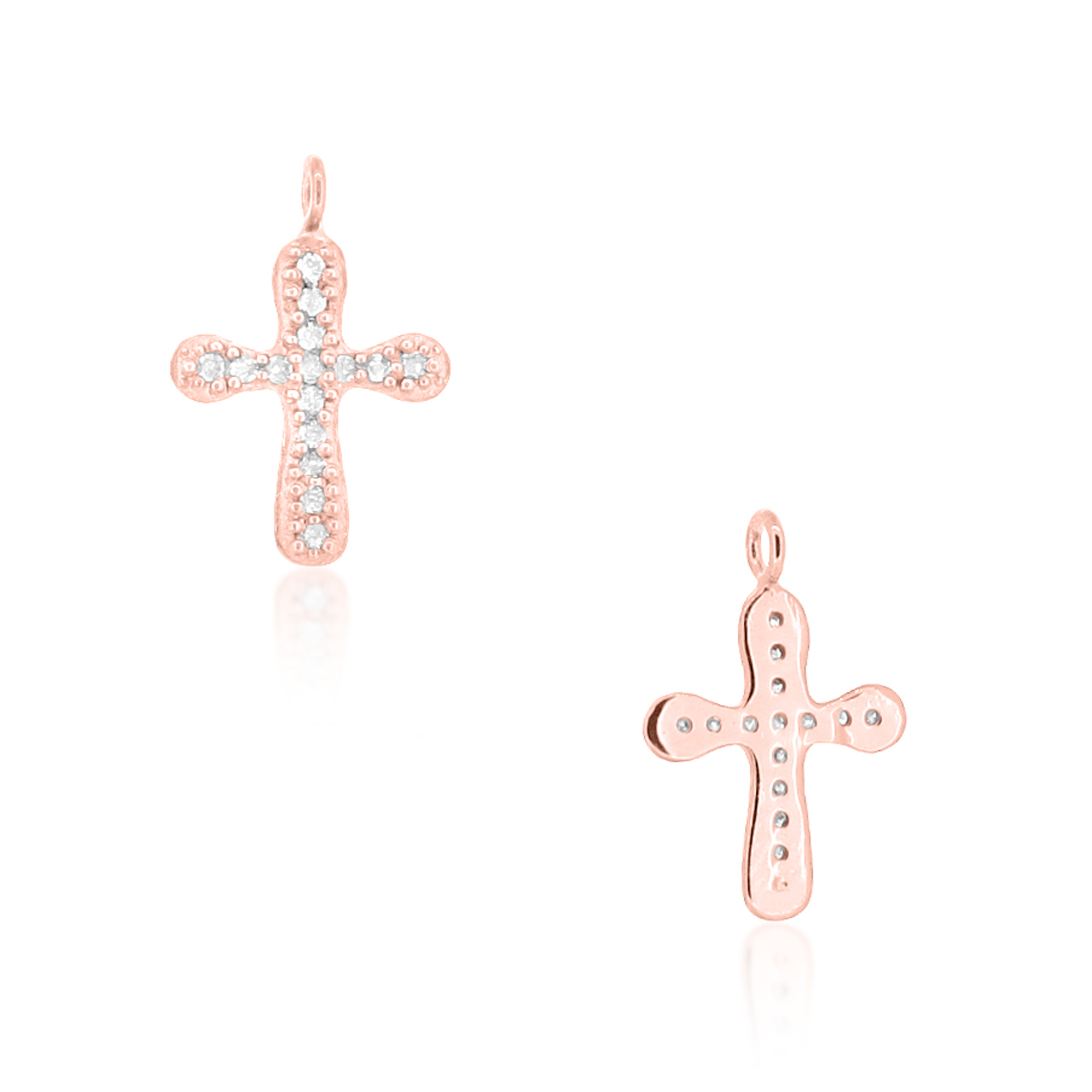 Rose Gold Cross Diamond Charm