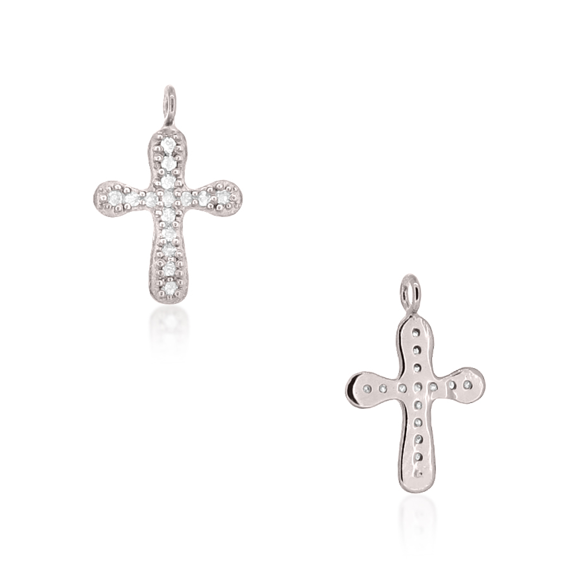 Sterling Silver Cross Diamond Charm
