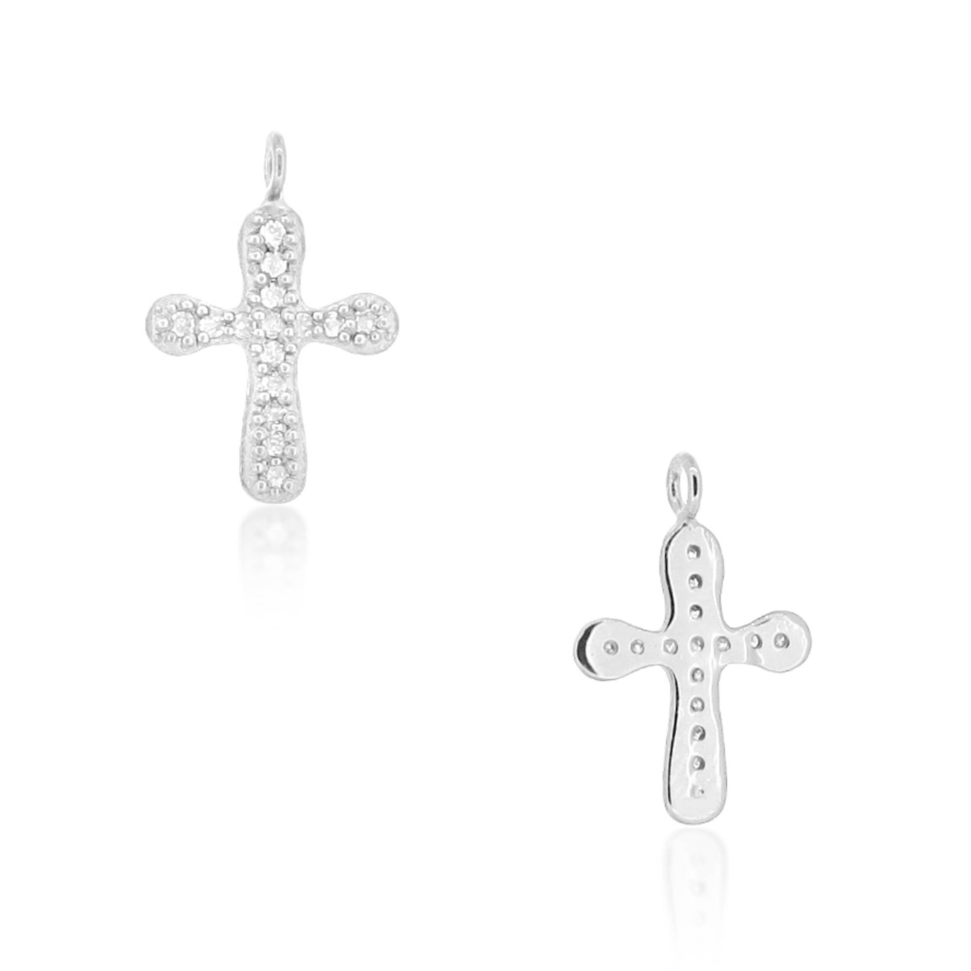 Sterling Silver Cross Diamond Charm