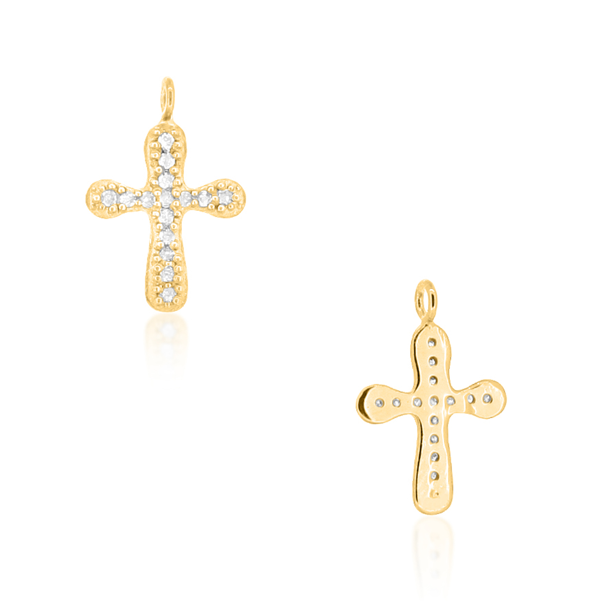 Yellow Gold Cross Diamond Charm