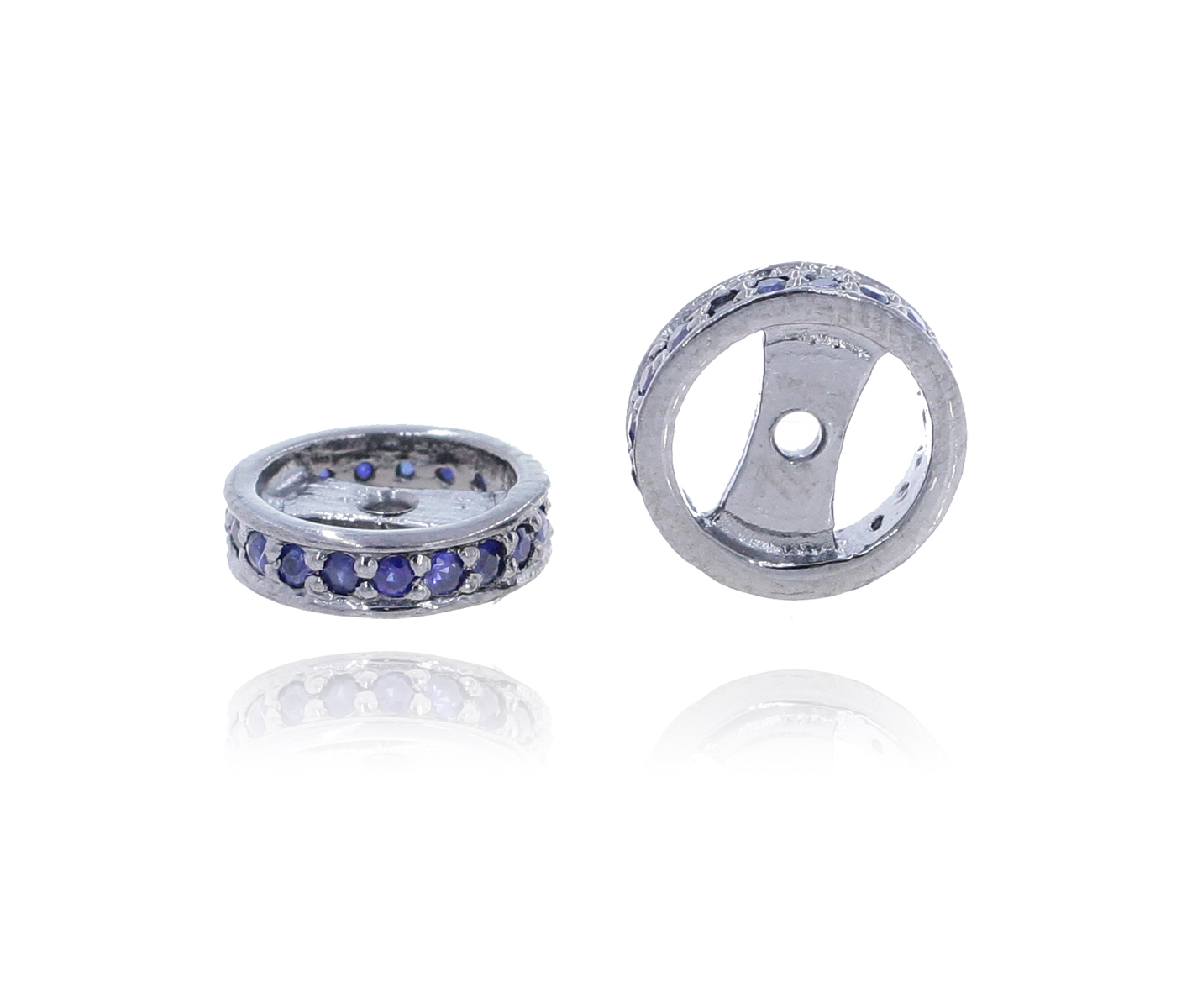 Sterling Silver 10MM Blue Sapphire Rondelle