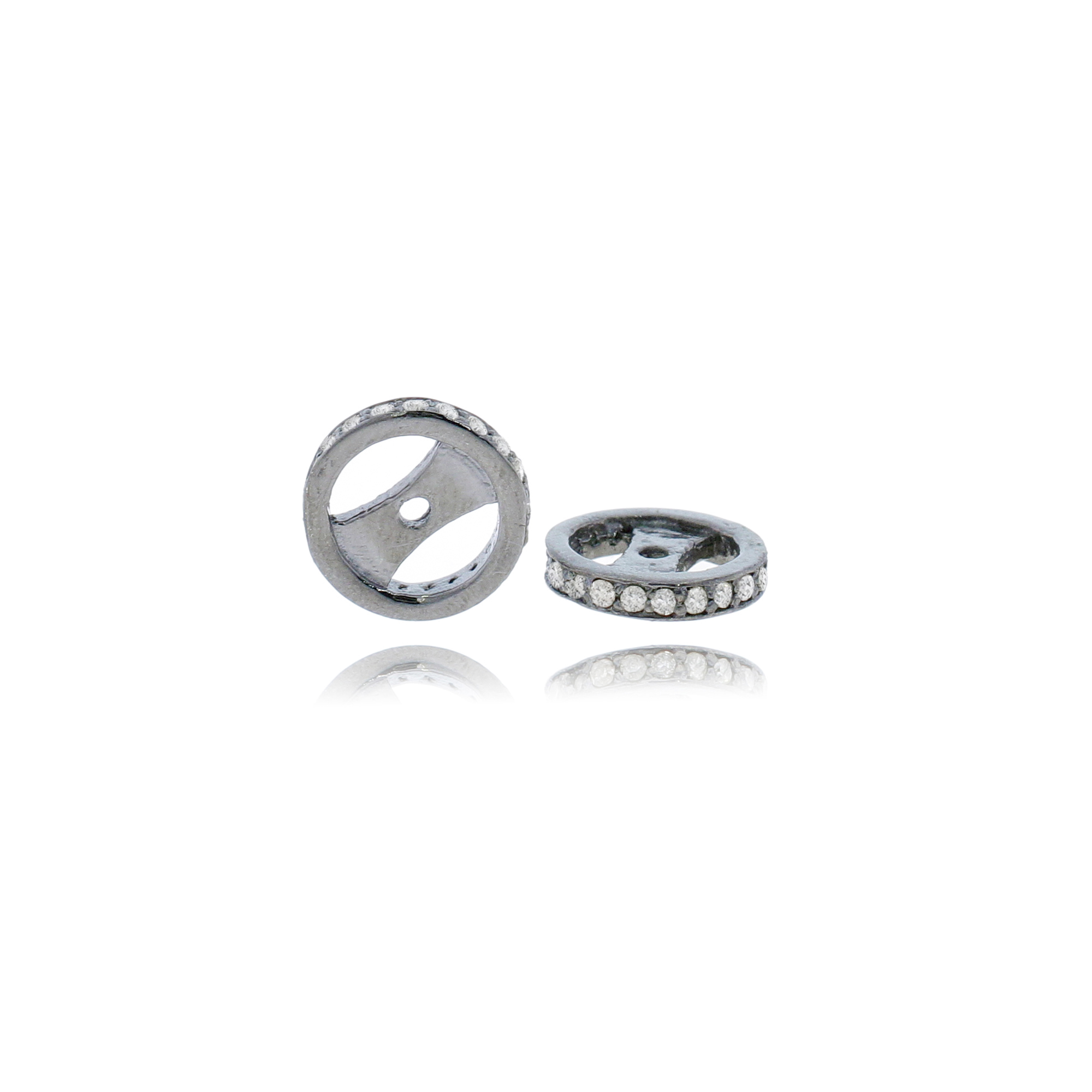 Sterling Silver Single line Diamond Rondelle