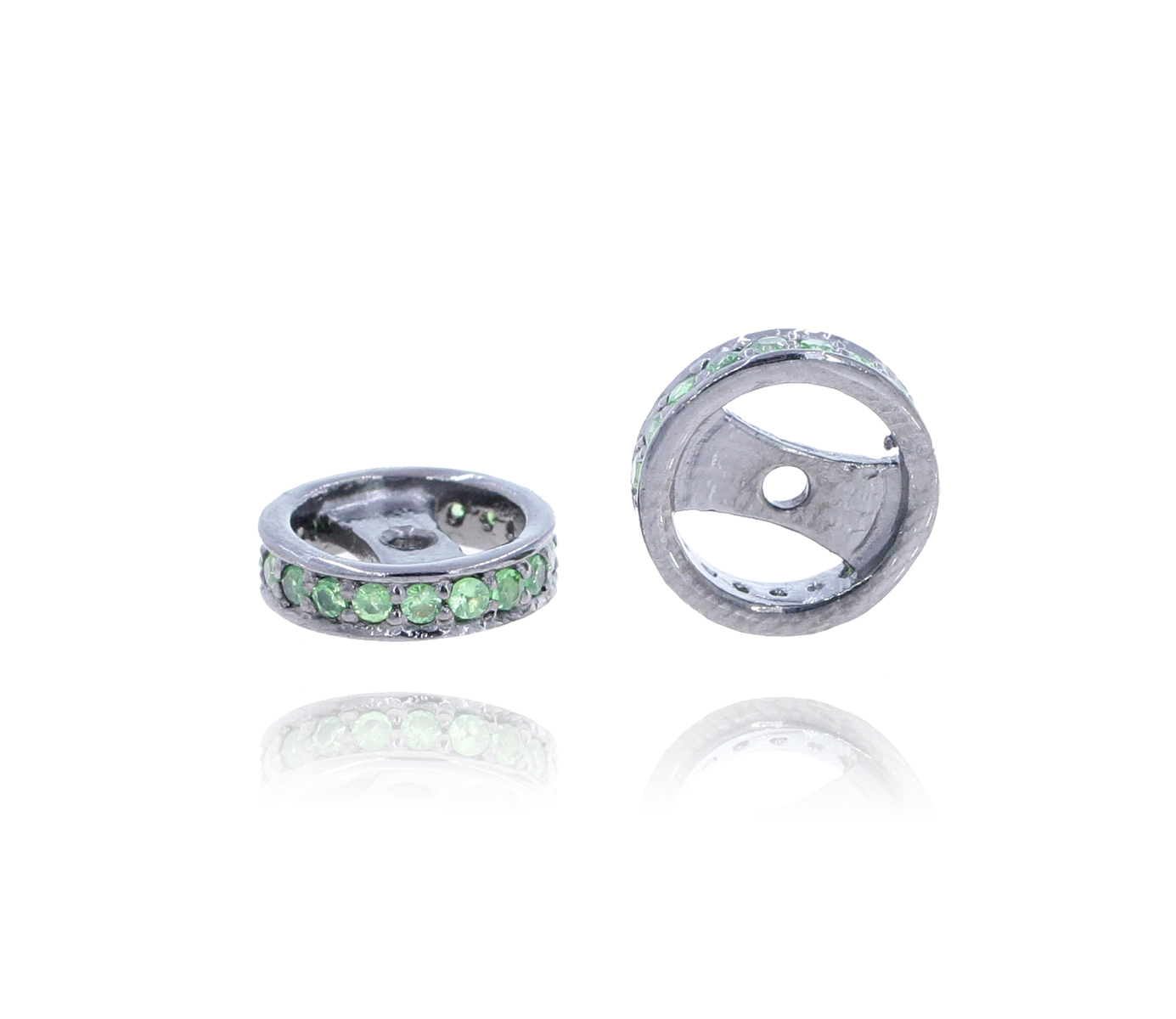 Sterling Silver 10MM Tsavorite Rondelle