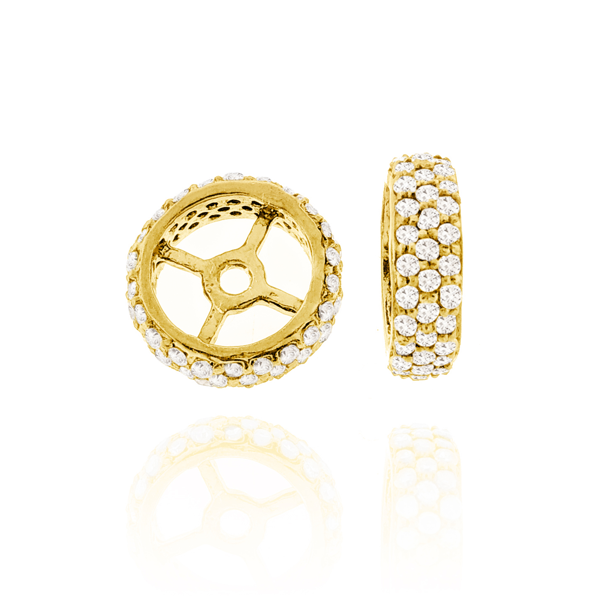 Yellow Gold Double line Diamond Rondelle