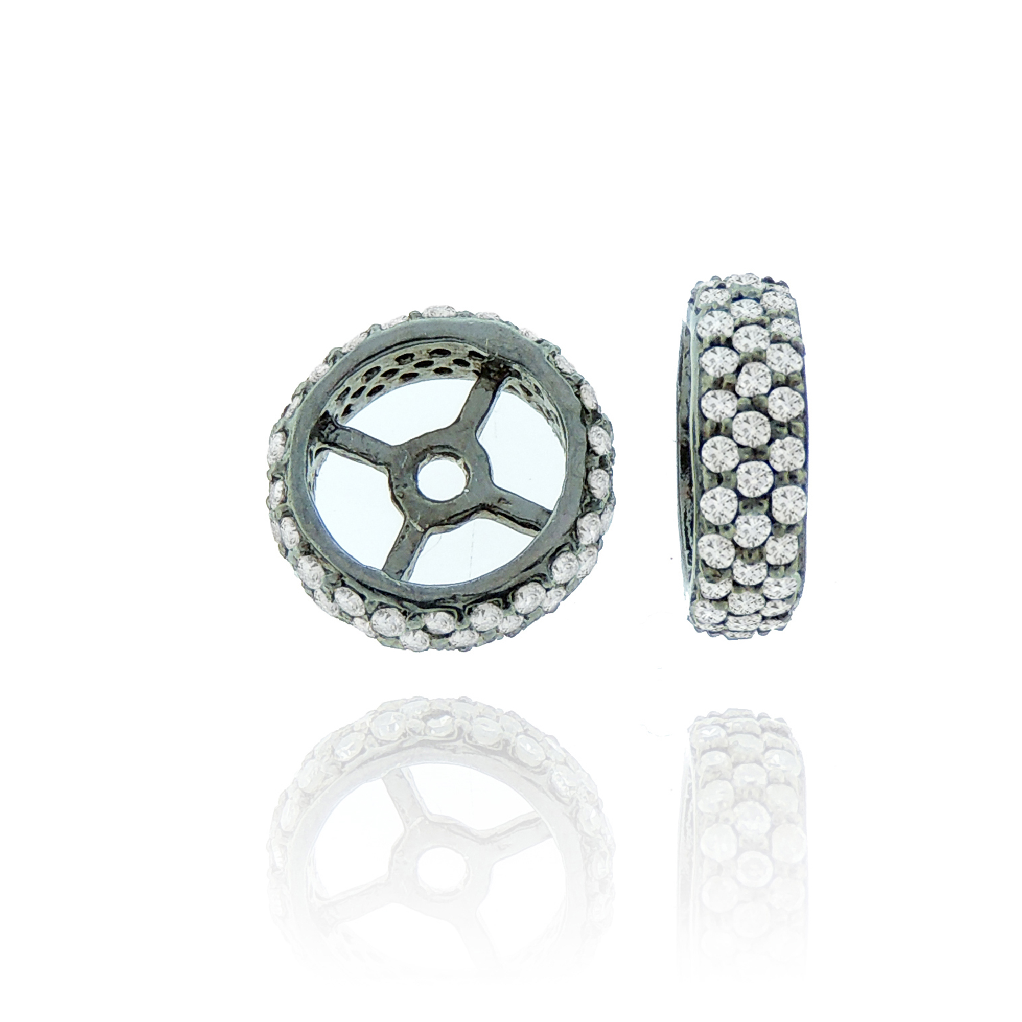 Sterling Silver Double line Diamond Rondelle