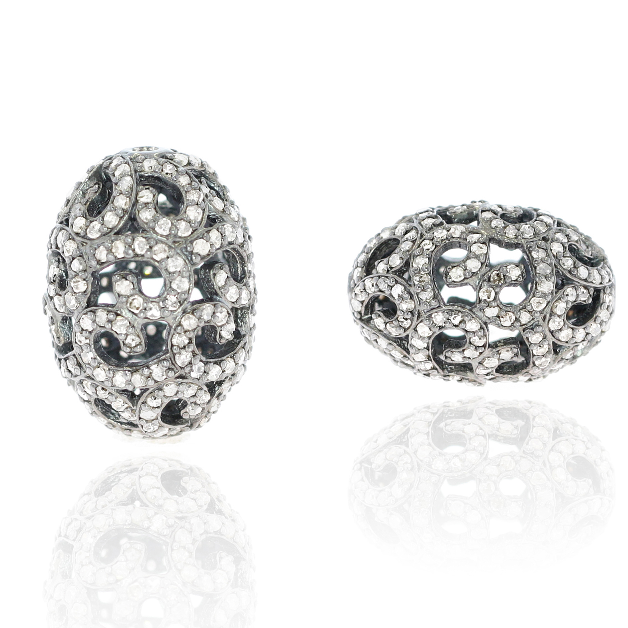 Sterling Silver diamond Oval bead