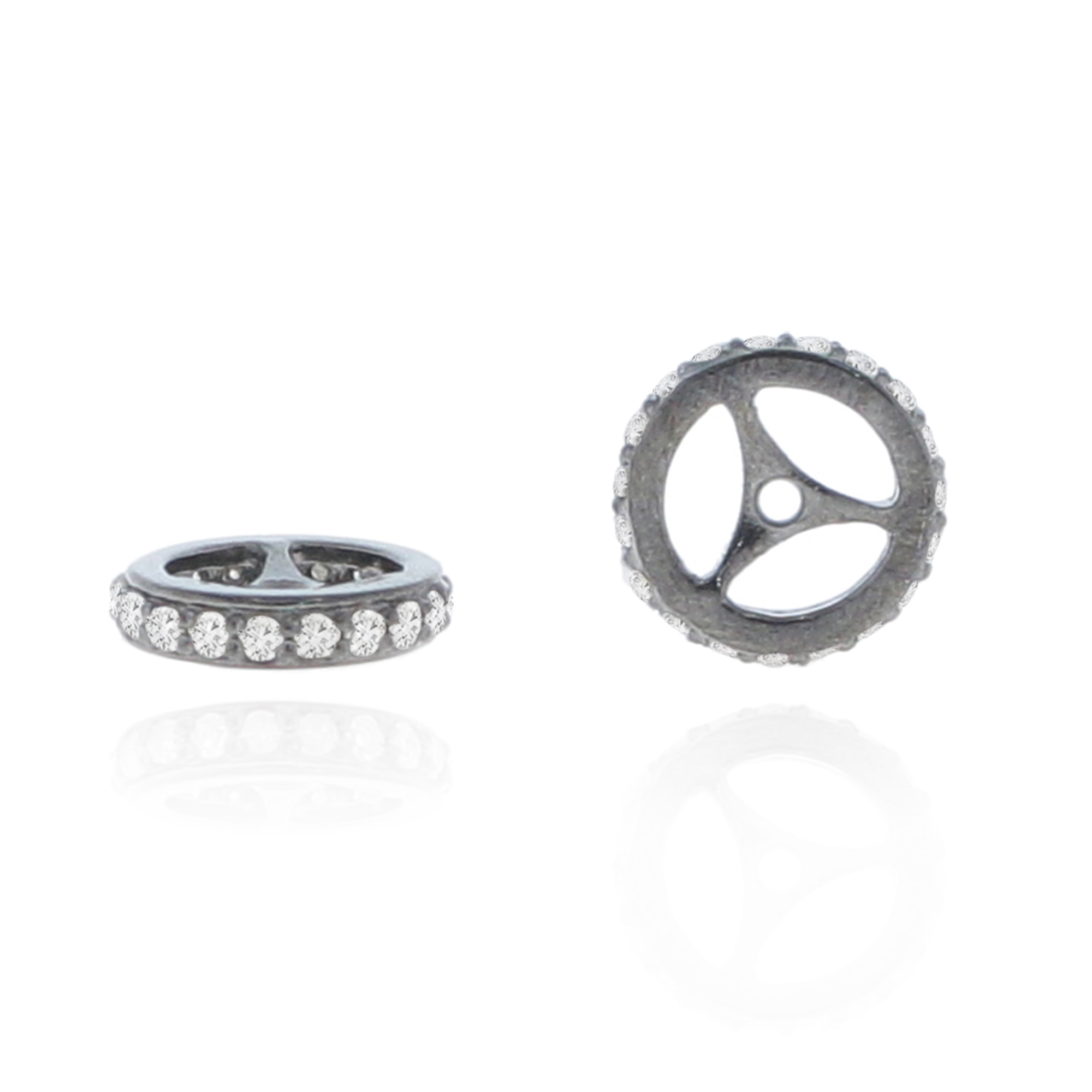 Sterling Silver Single line Diamond Rondelle