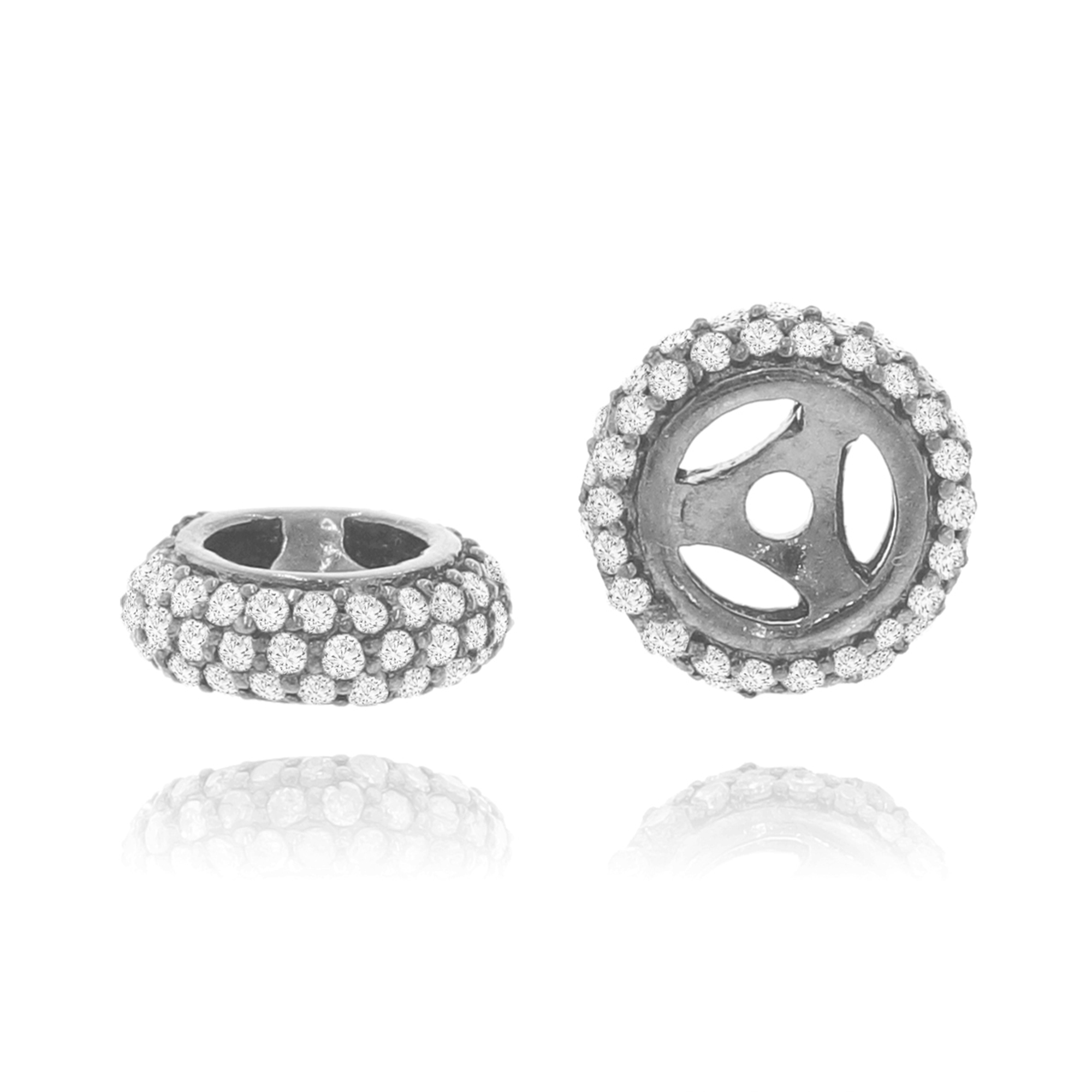 Sterling Silver Pave Diamond 3 Line Rondlle