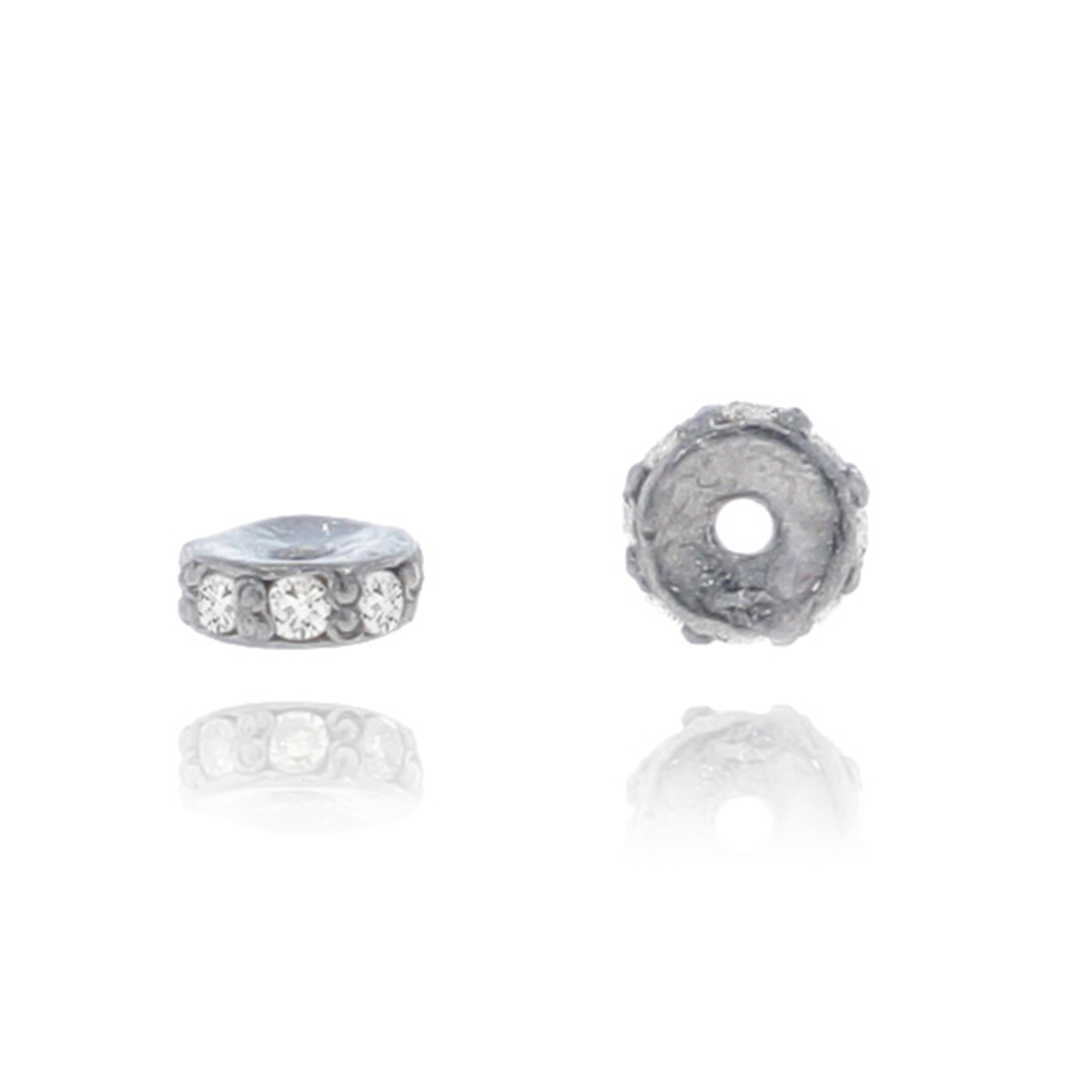 Sterling Silver Single line Small Diamond Rondelle