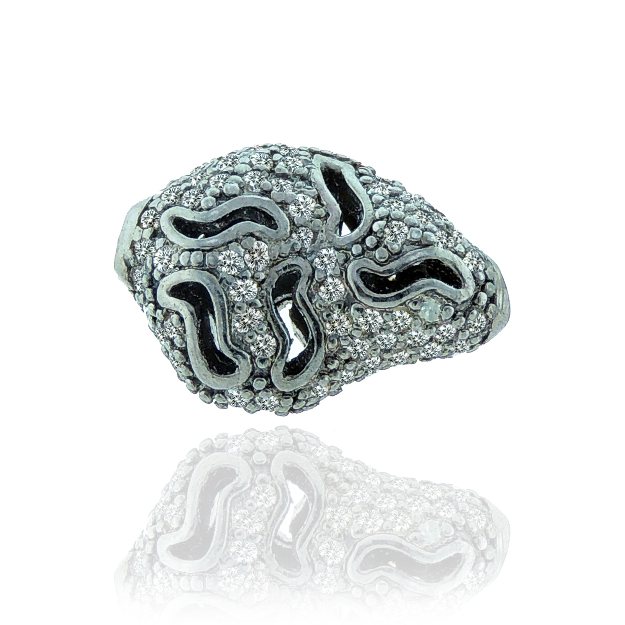 Sterling Silver pave diamond nugget bead