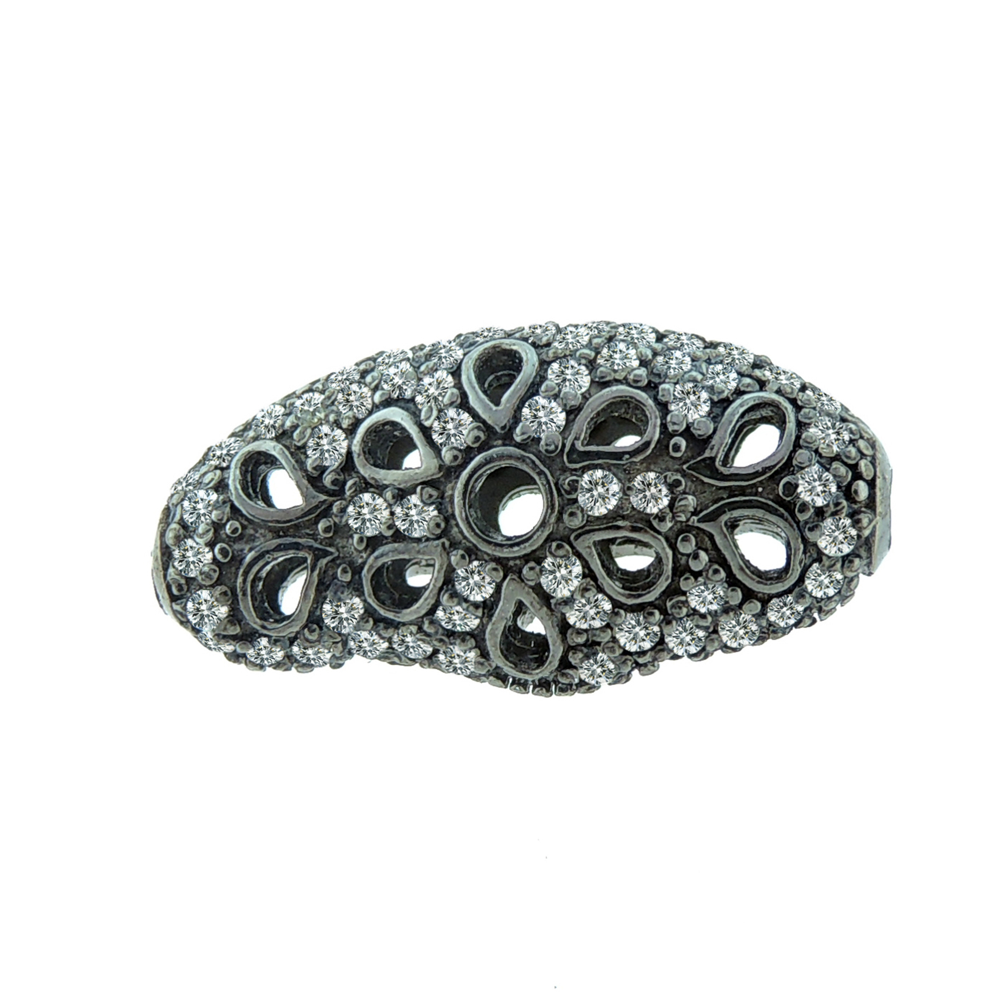 Sterling Silver pave diamond bead