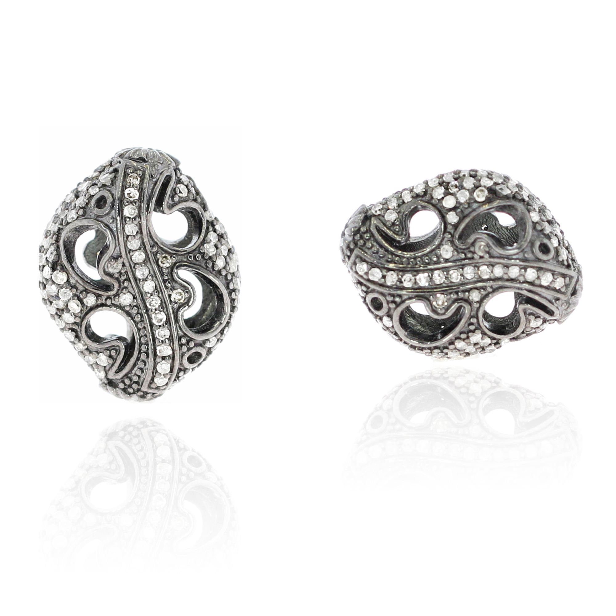 Sterling Silver pave diamond bead