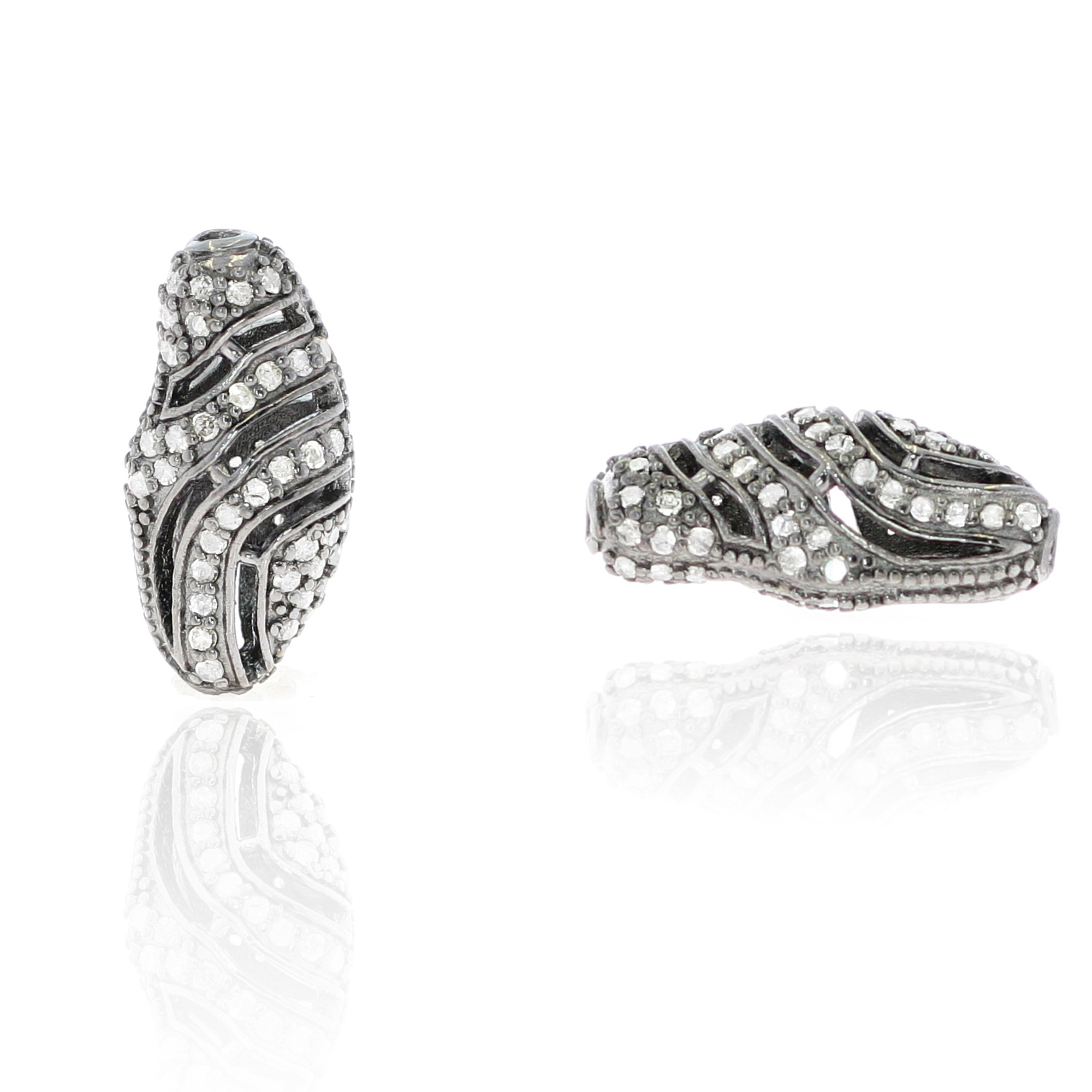 Sterling Silver pave diamond bead