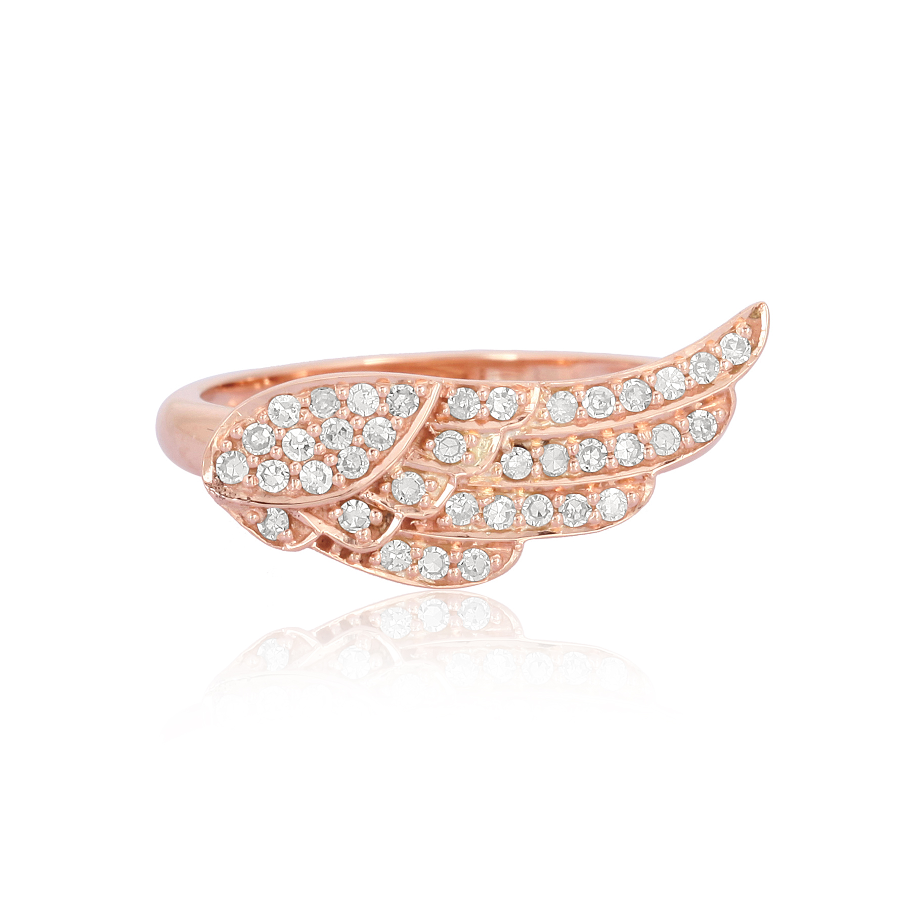 Rose Gold Diamond Feather Ring