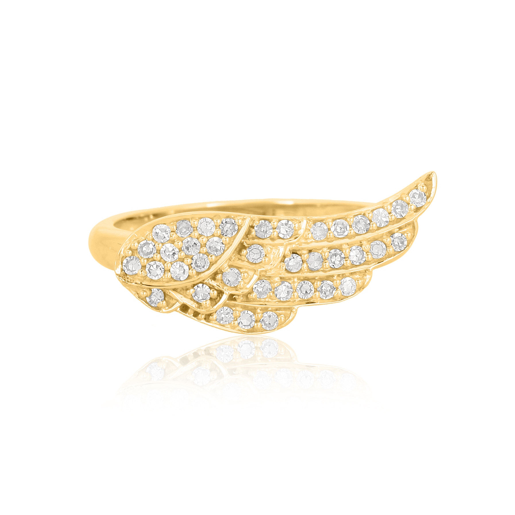 Sterling Silver Diamond Feather Ring