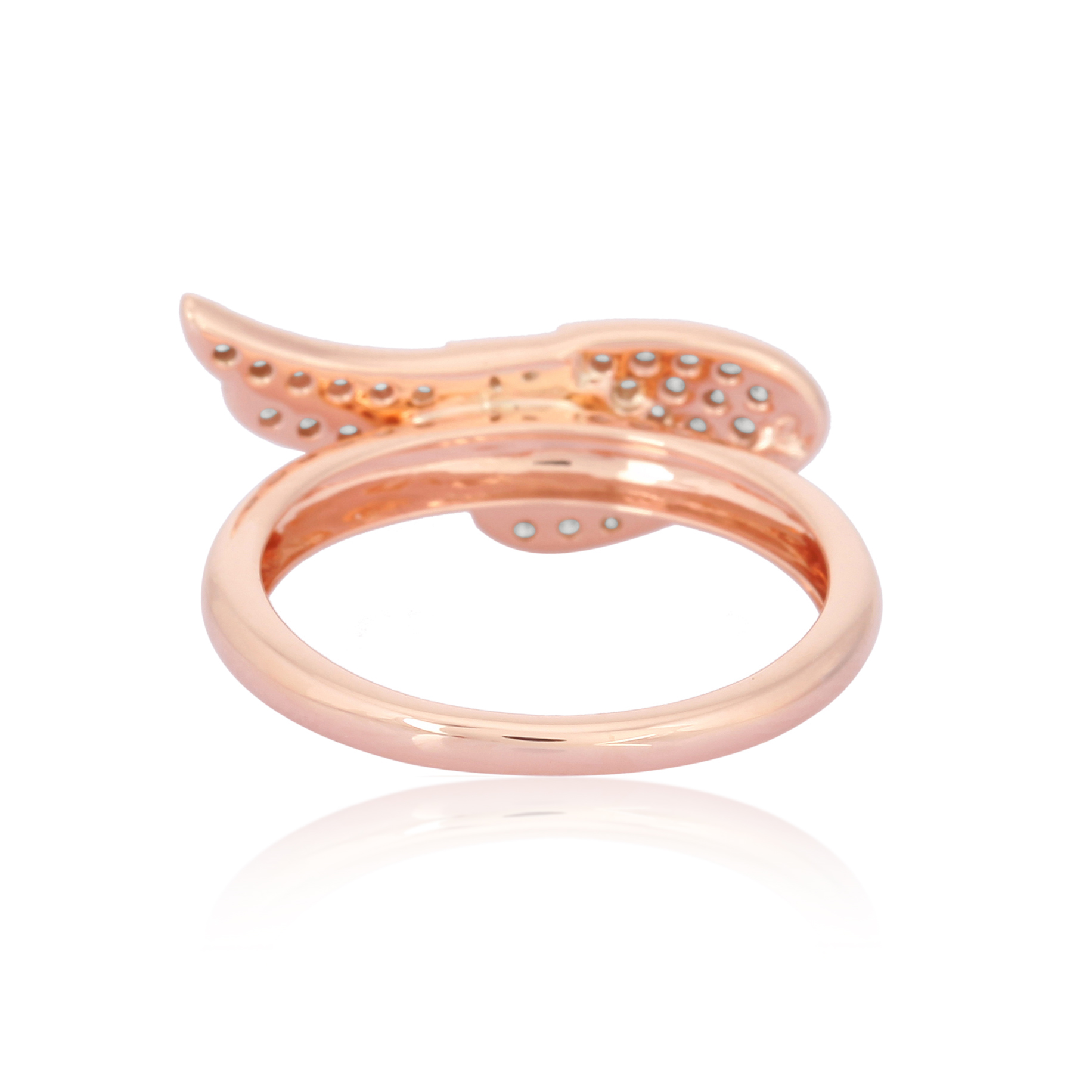 Rose Gold Diamond Feather Ring