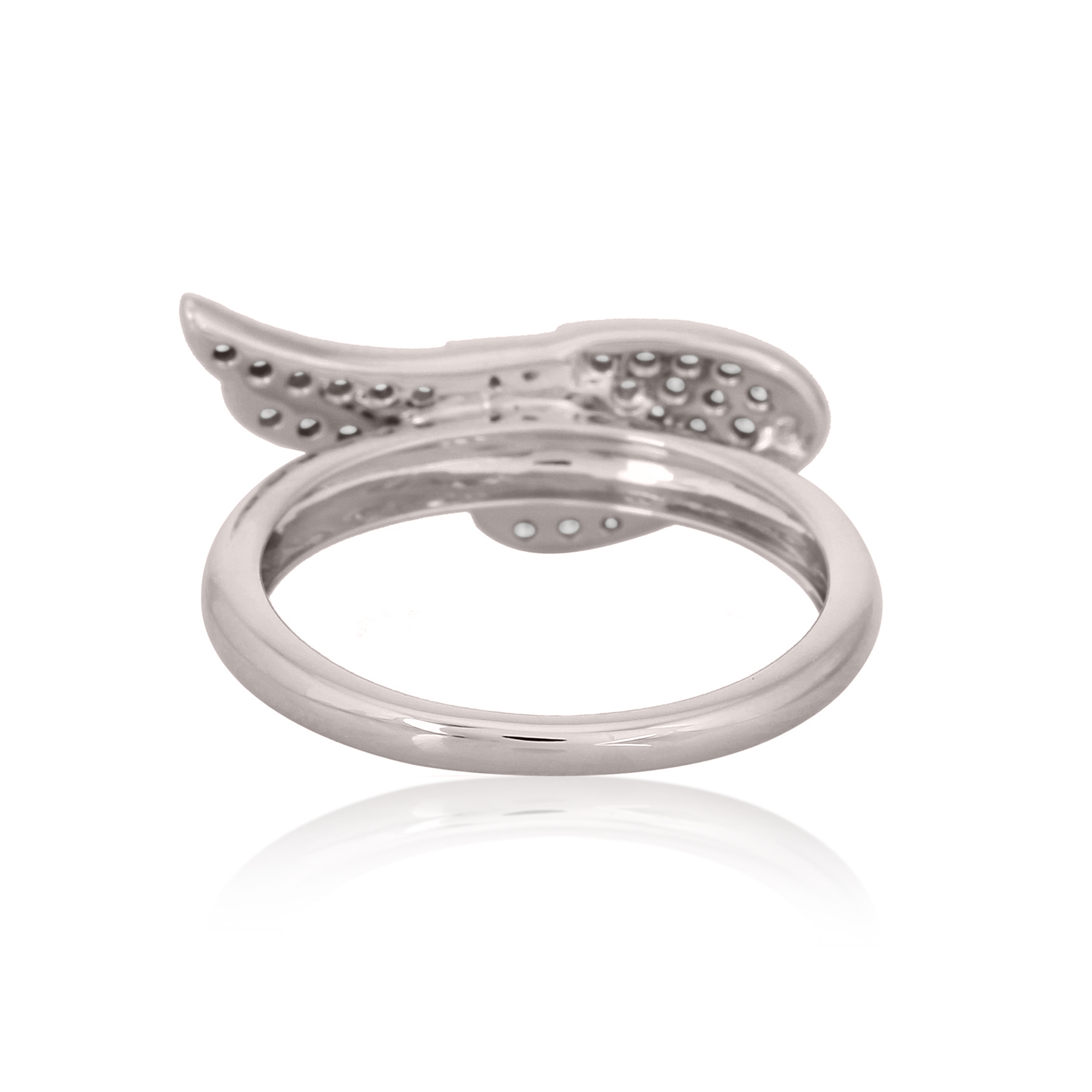 Sterling Silver Diamond Feather Ring