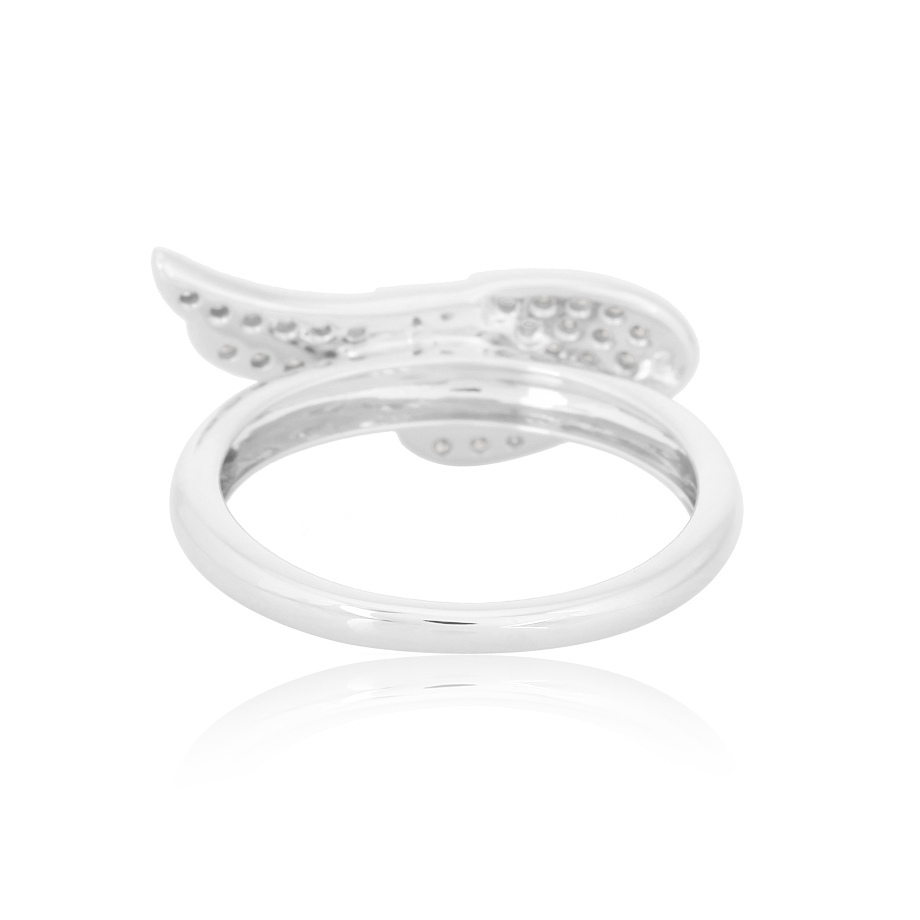 Sterling Silver Diamond Feather Ring