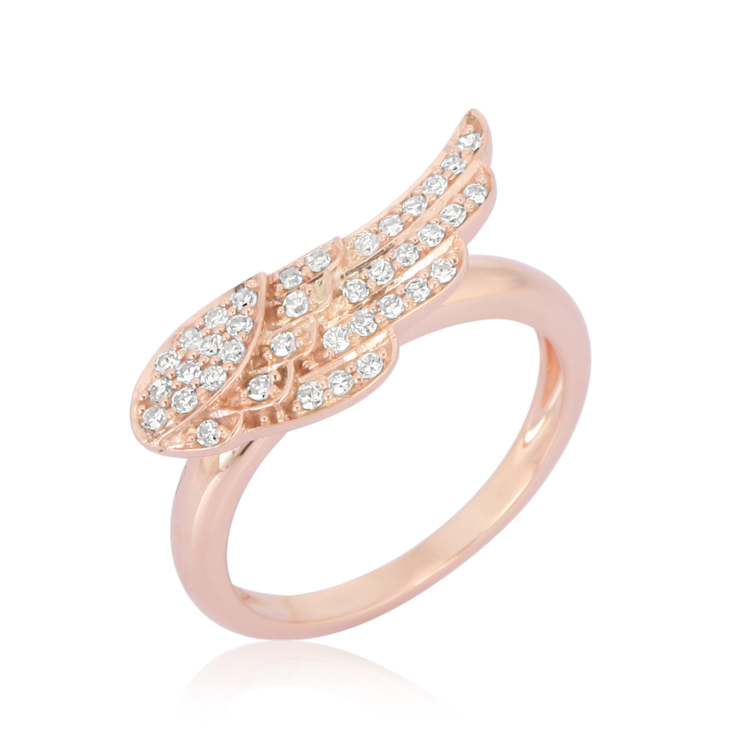 Sterling Silver Diamond Feather Ring