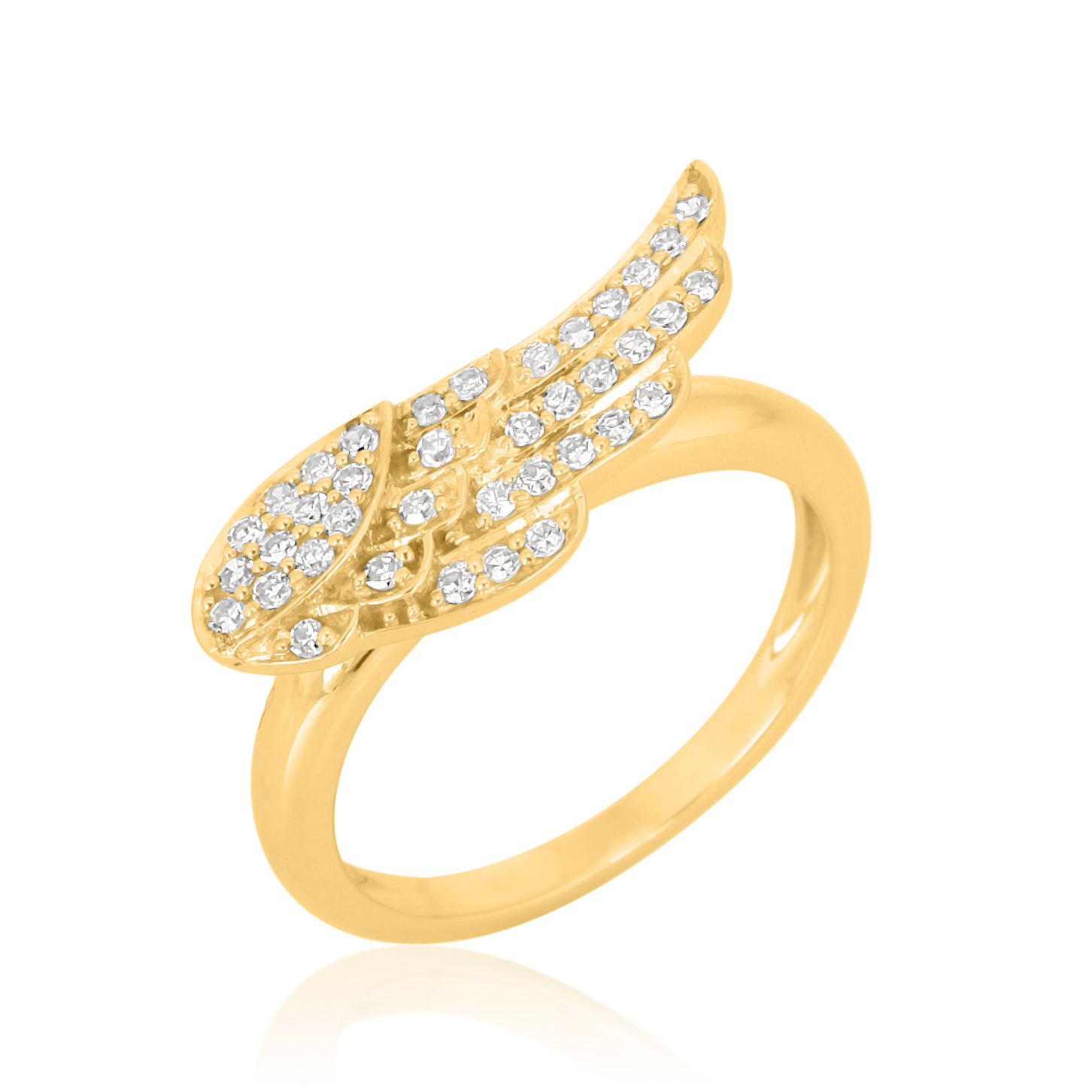 Yellow Gold Diamond Feather Ring