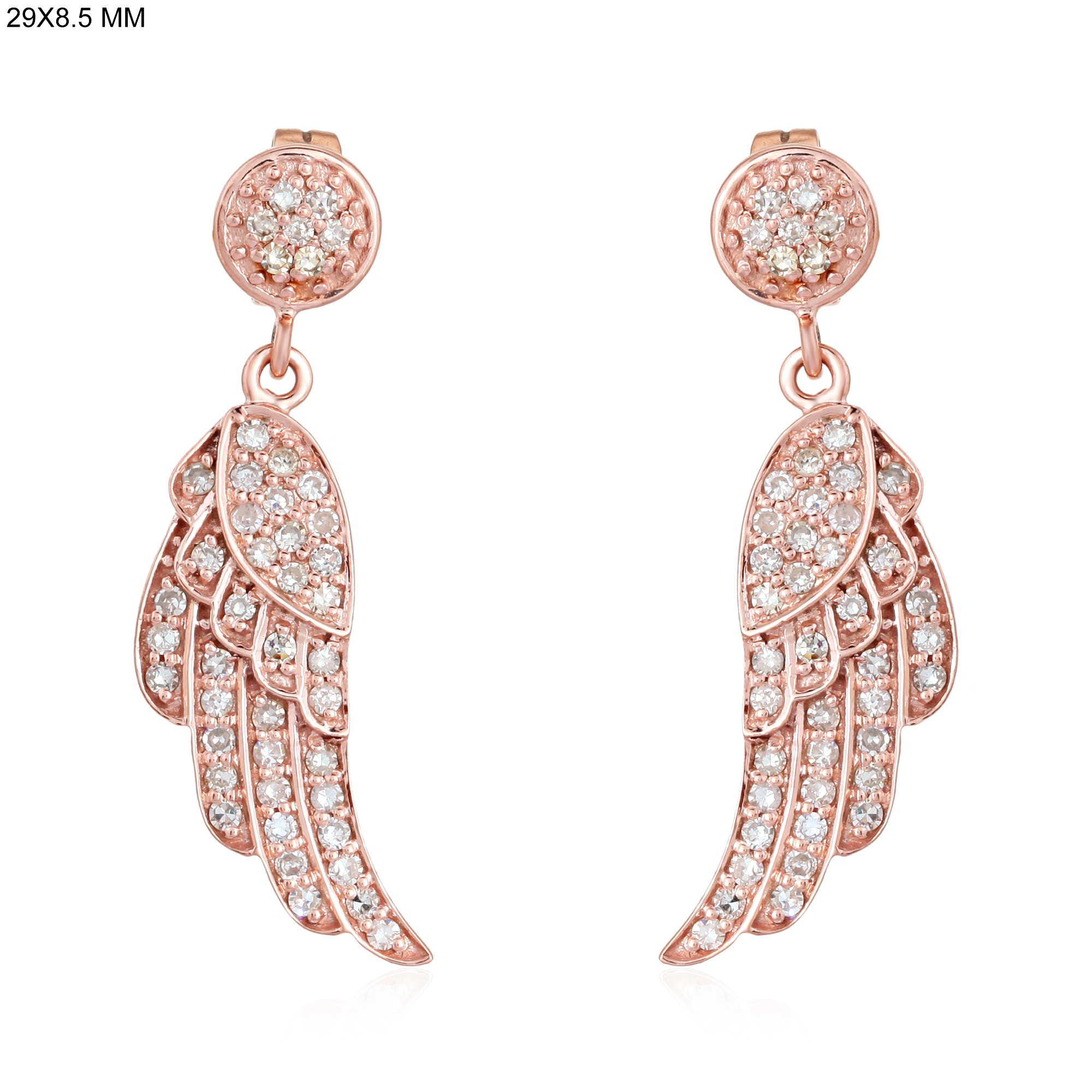 Rose Gold Diamond Feather Earrings