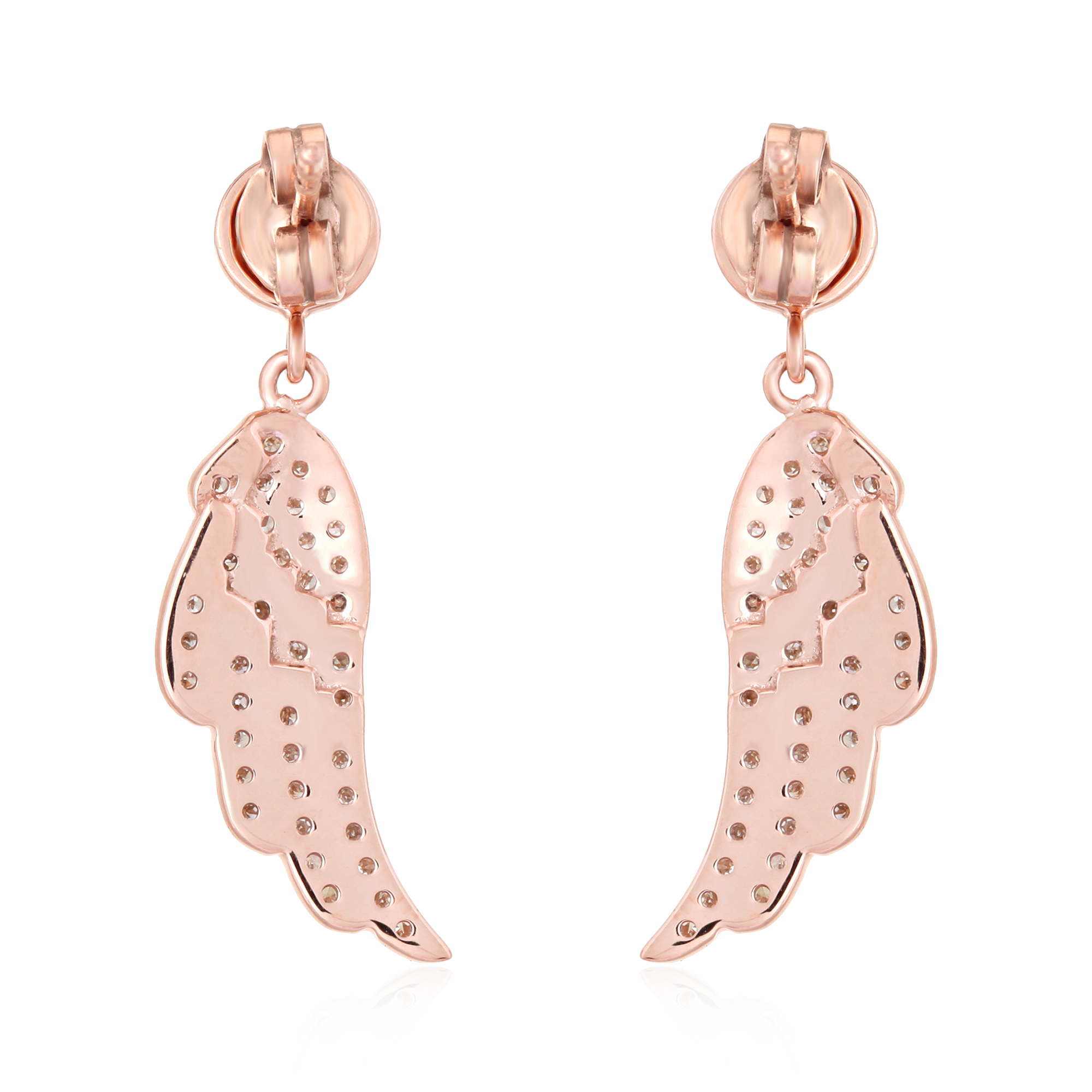 Rose Gold Diamond Feather Earrings