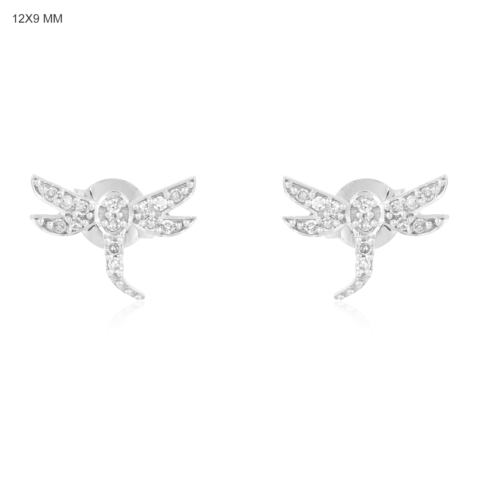 Sterling Silver Diamond Dargonfly Studs
