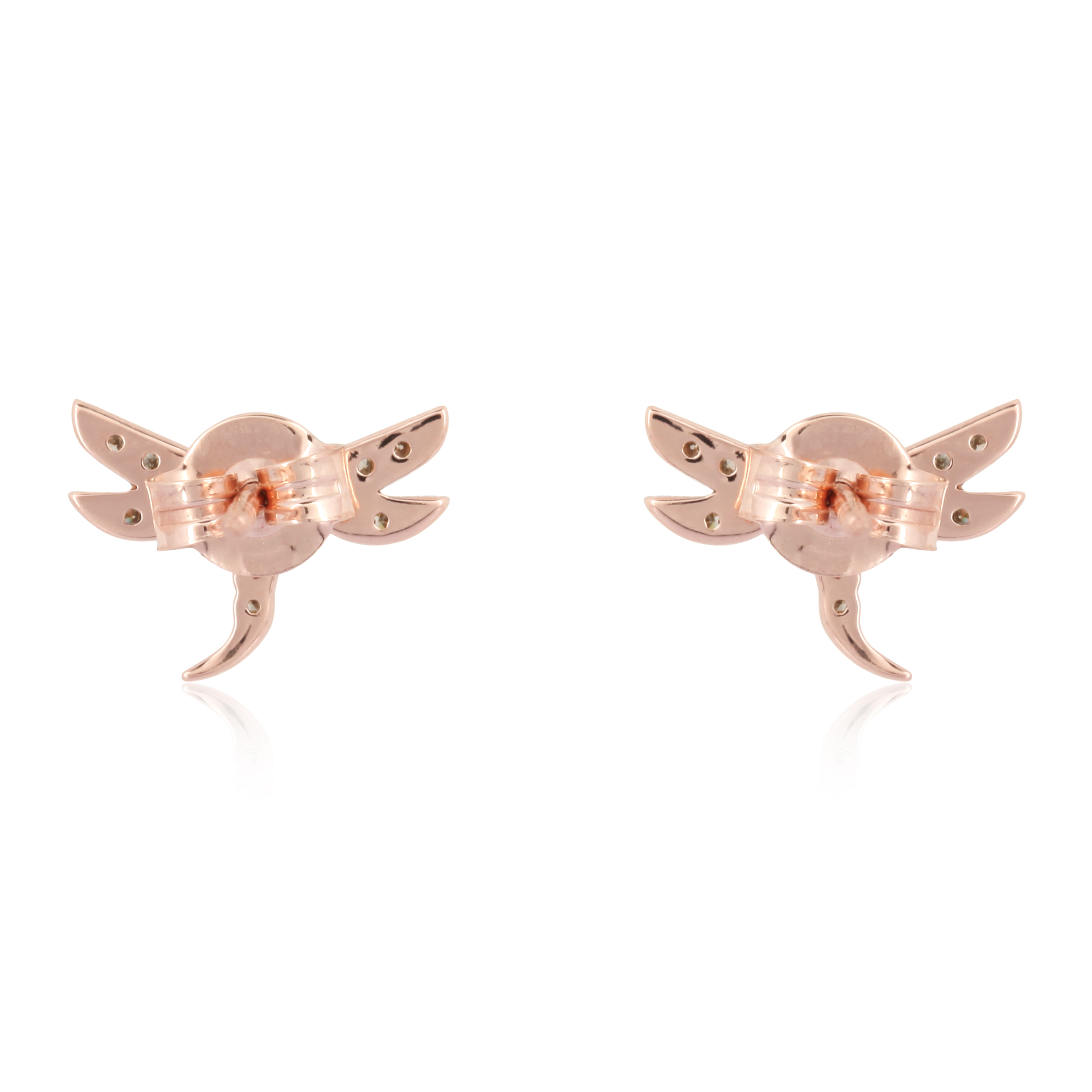 Rose Gold Diamond Dargonfly Studs