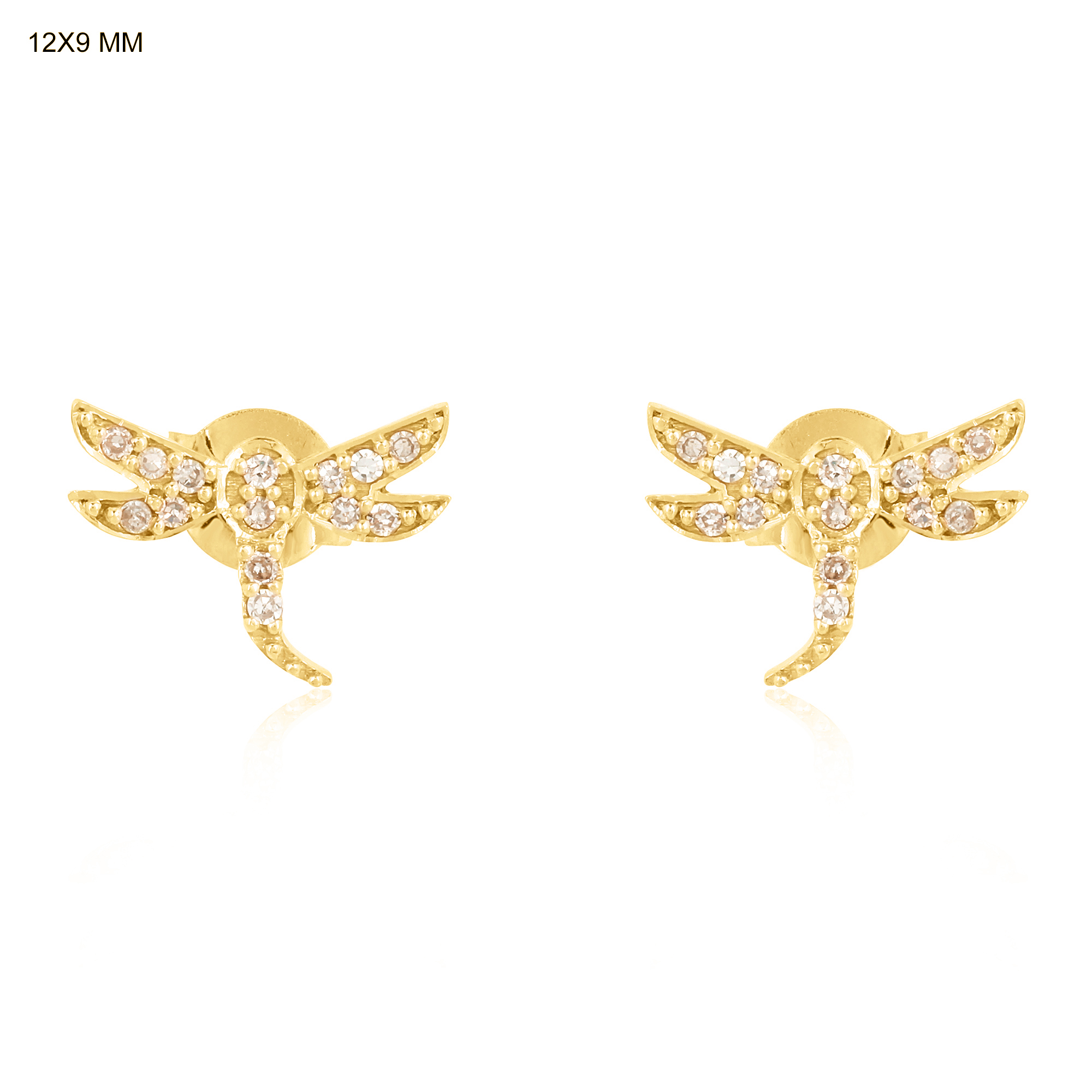 Yellow Gold Diamond Dargonfly Studs