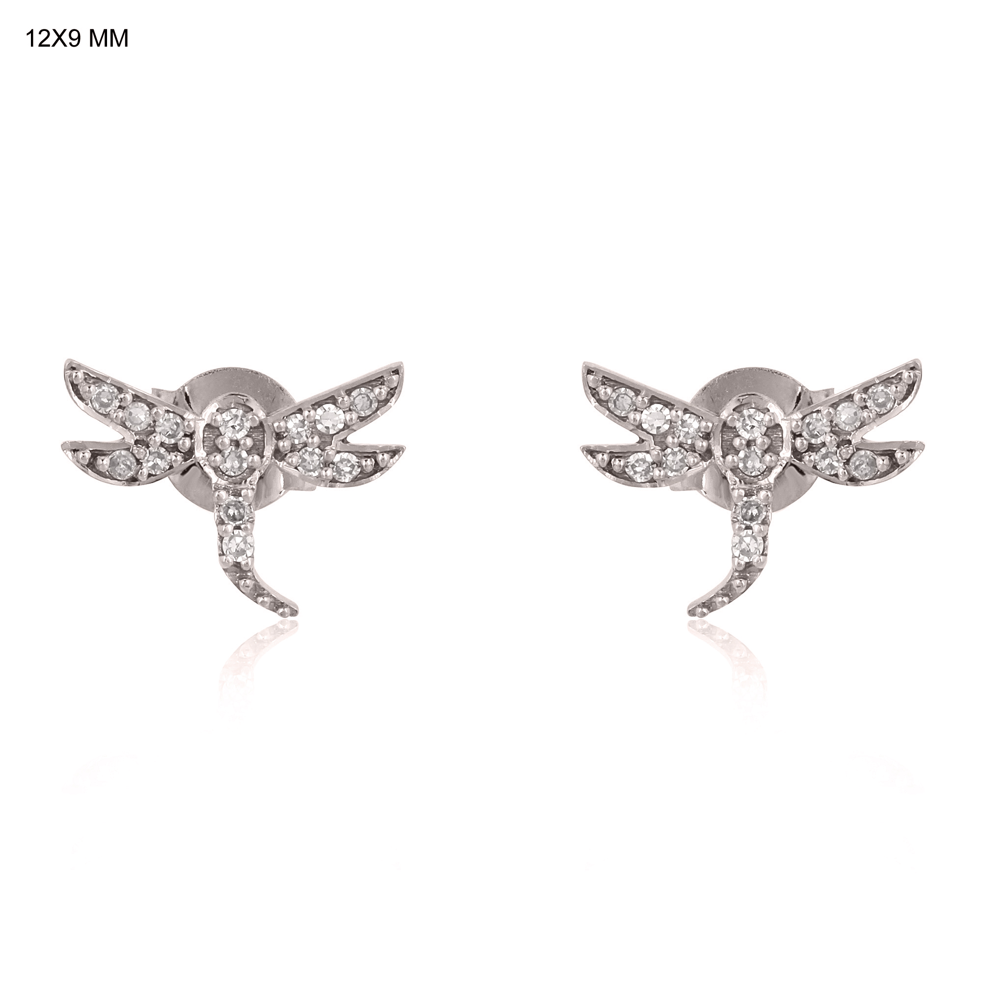 Sterling Silver Diamond Dargonfly Studs